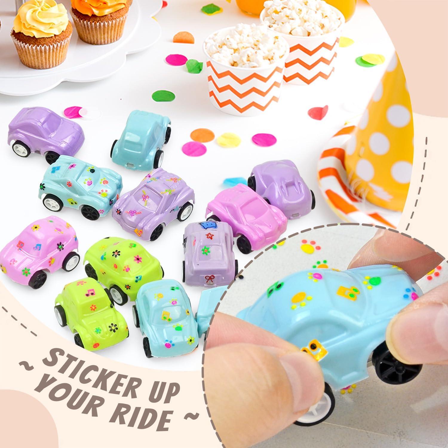 Coches de Pastel Pull Back Vileafy - 35 Miniaturas con Stickers