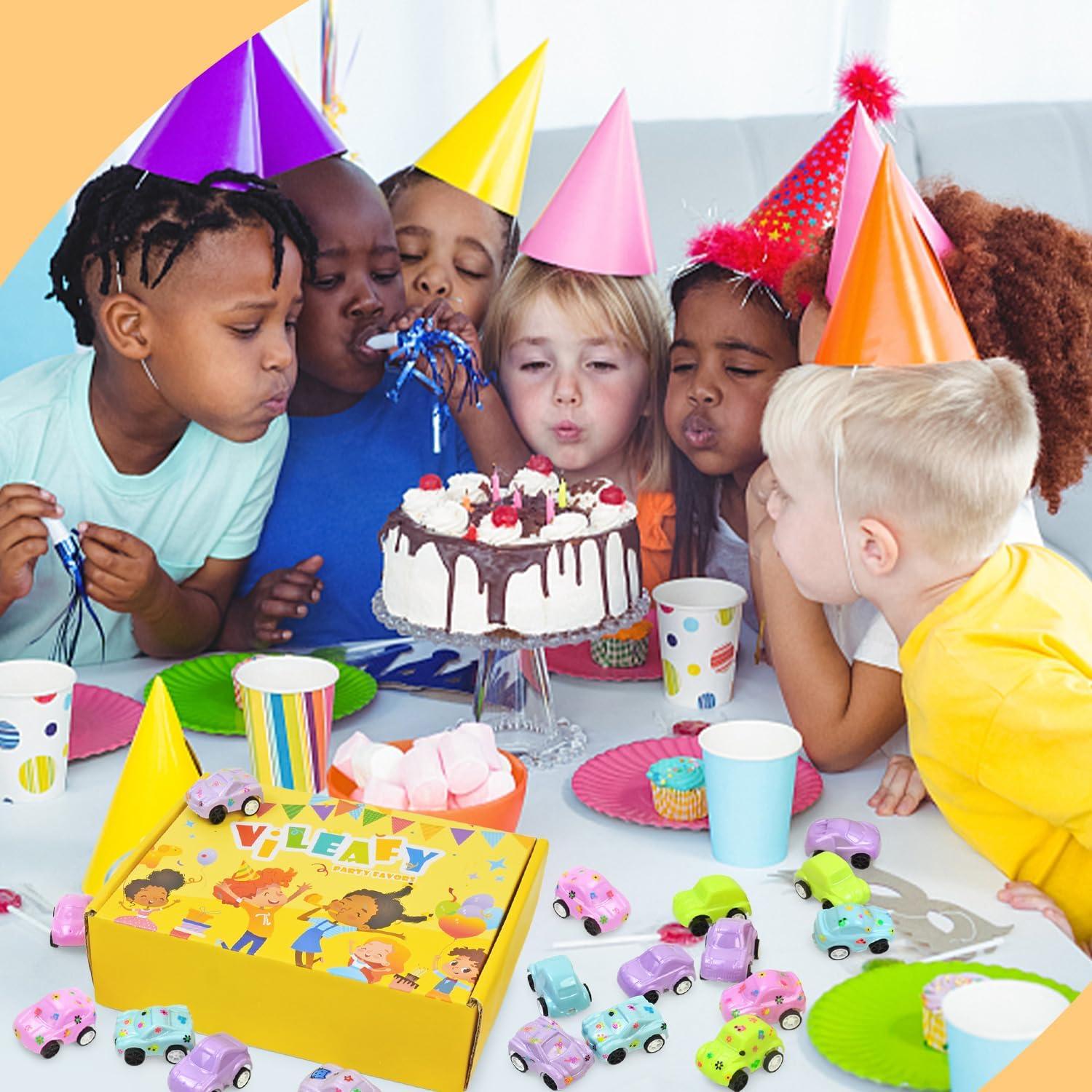 Coches de Pastel Pull Back Vileafy - 35 Miniaturas con Stickers