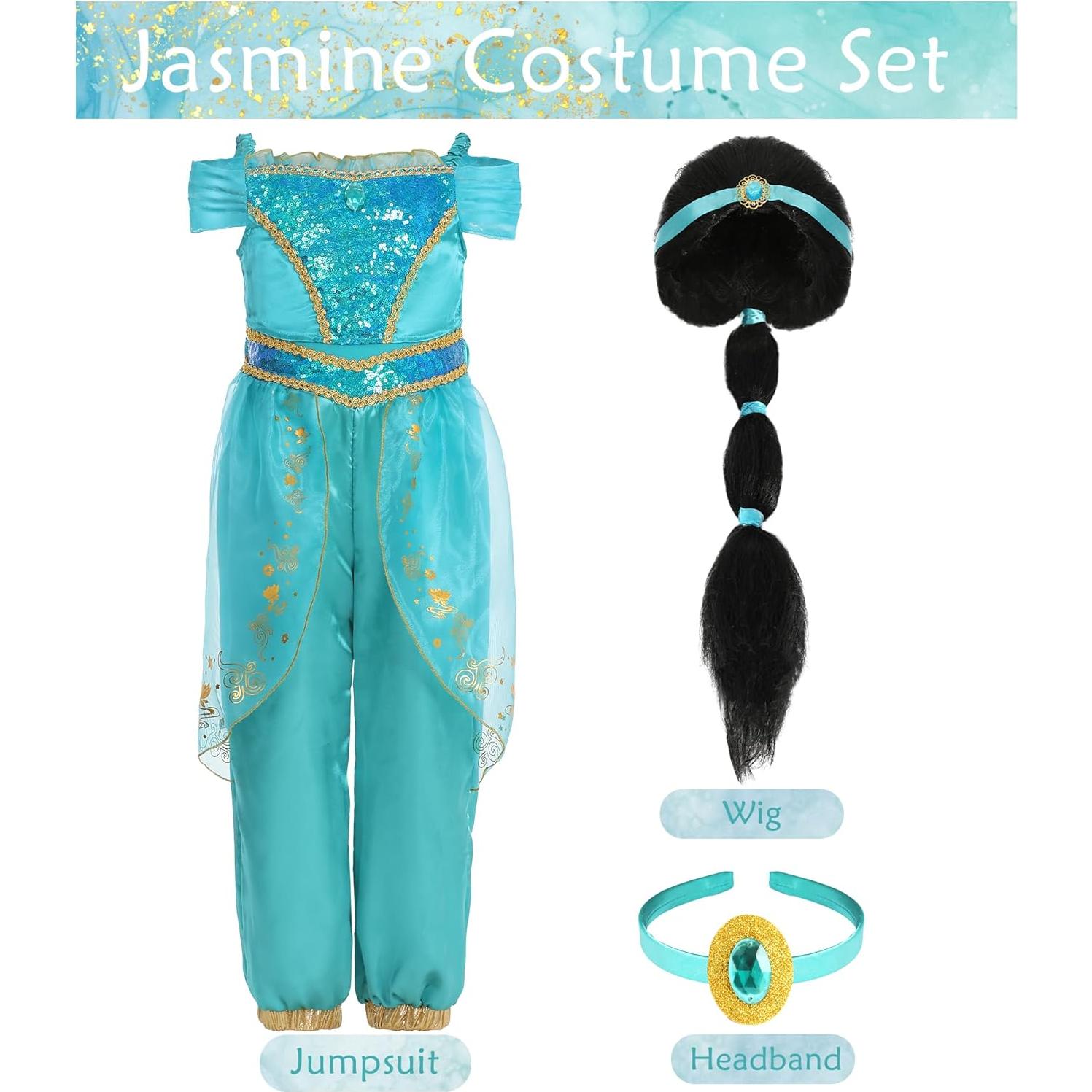 Disfraz de Princesa Jasmine para Niñas con Peluca - 2 a 8 años