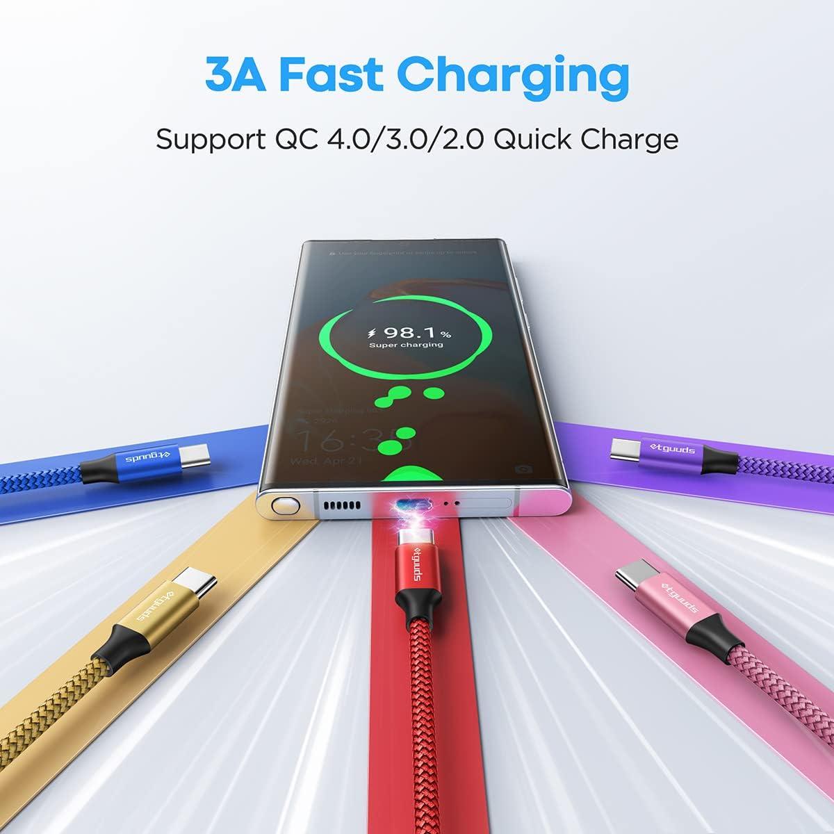 etguuds Short USB C Cable 1ft, 5-Pack USB to USB C Charger Cable, Fast Charging Cord Type C for iPhone 17 16 15 Pro Max Plus 17 Air 16e, Samsung Galaxy S25 S24 S23 S22 S21 S20 A17 A16 A15 A26 A36 A56