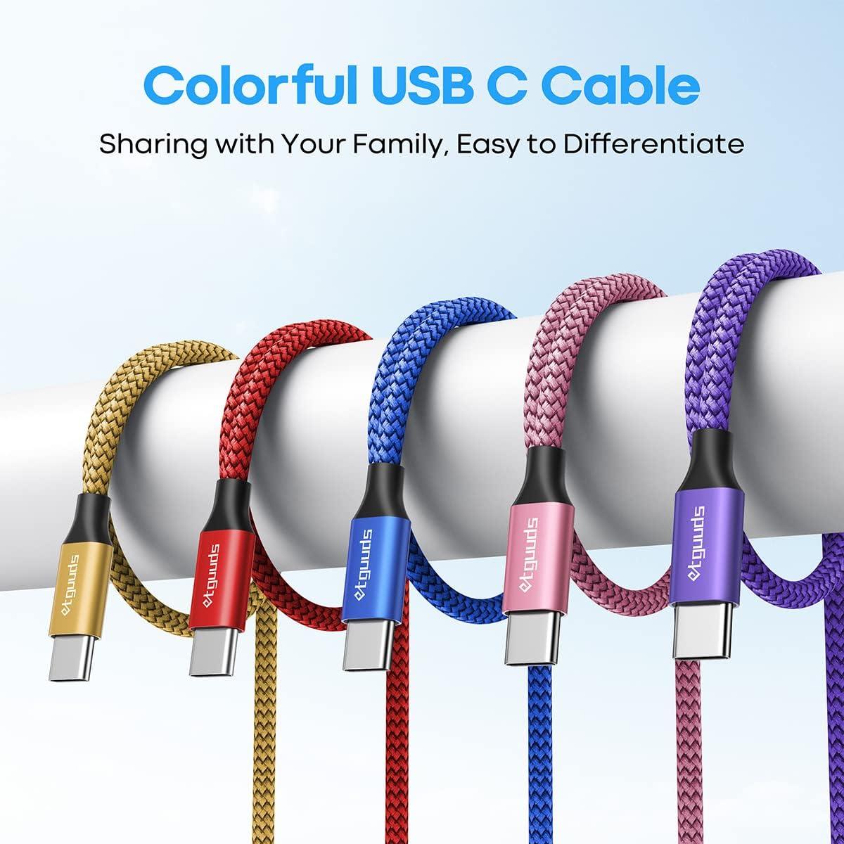 etguuds Short USB C Cable 1ft, 5-Pack USB to USB C Charger Cable, Fast Charging Cord Type C for iPhone 17 16 15 Pro Max Plus 17 Air 16e, Samsung Galaxy S25 S24 S23 S22 S21 S20 A17 A16 A15 A26 A36 A56