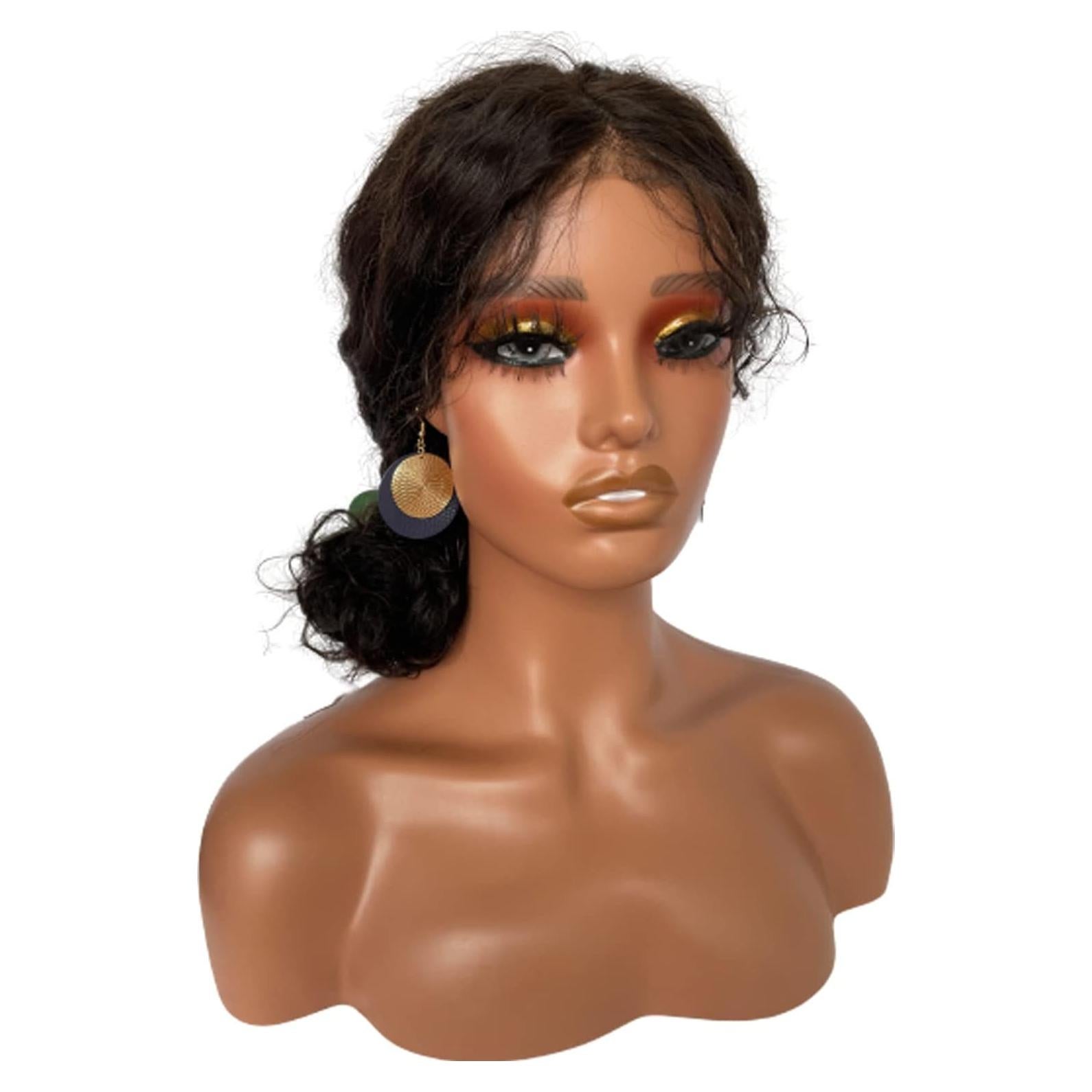 Cabeza de maniquí femenino PVC con maquillaje y soporte