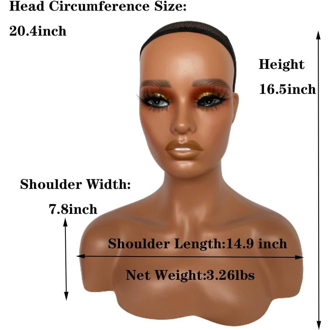 Cabeza de maniquí femenino PVC con maquillaje y soporte