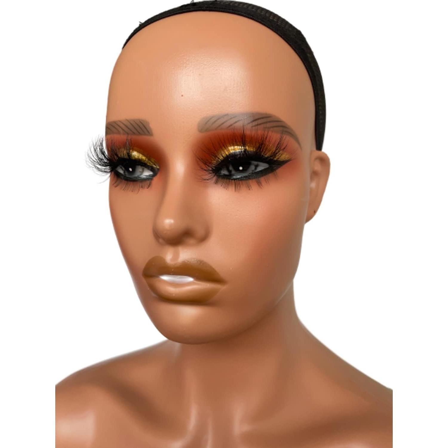 Cabeza de maniquí femenino PVC con maquillaje y soporte