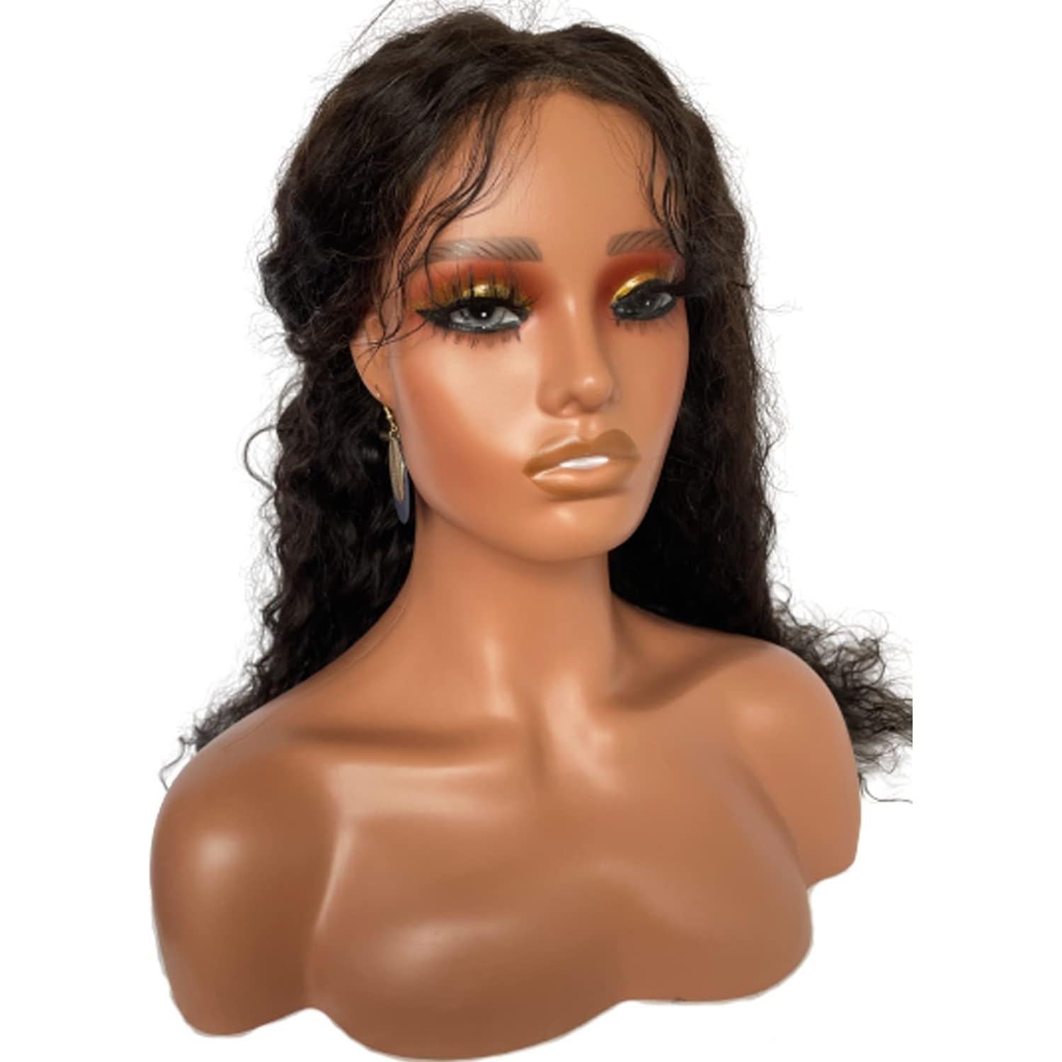 Cabeza de maniquí femenino PVC con maquillaje y soporte