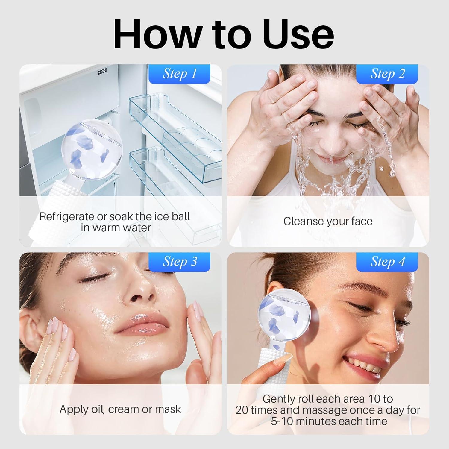 Esferas de Hielo Facial Ylowcoo 2PCS Azul - Masaje Antienvejecimiento