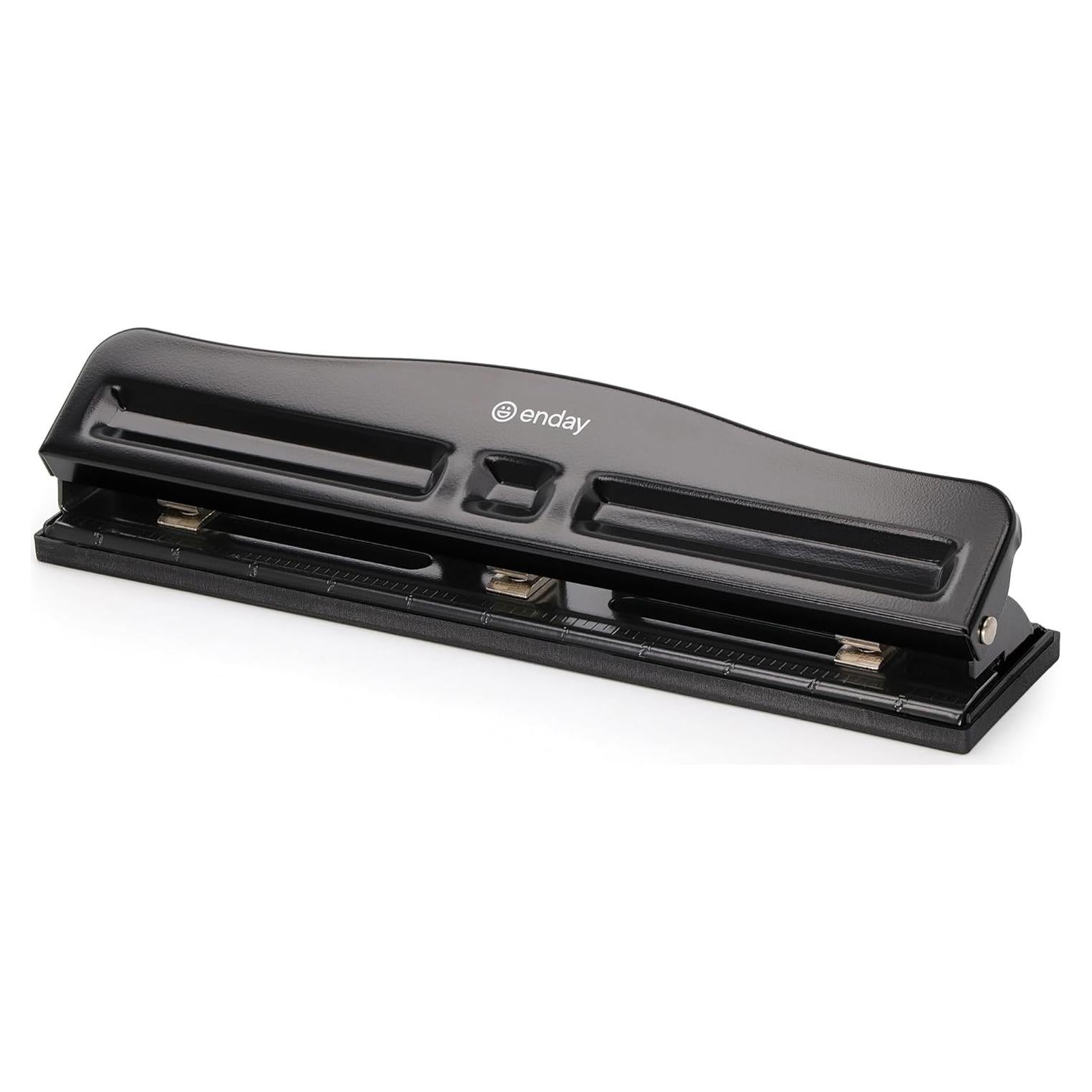 Perforadora de 3 Agujeros Enday Ajustable 10 Hojas Negra