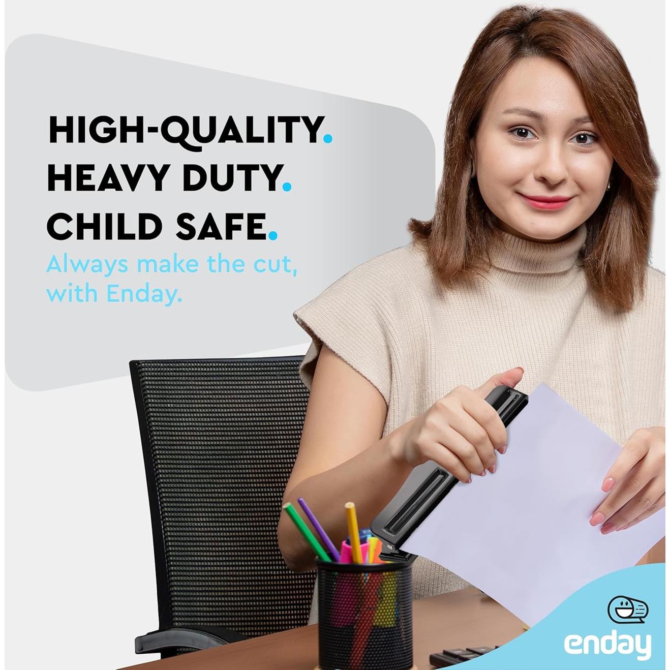 Perforadora de 3 Agujeros Enday Ajustable 10 Hojas Negra