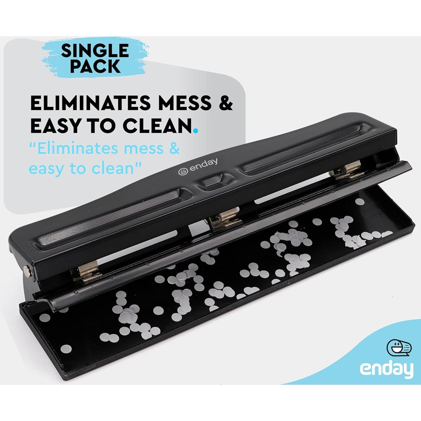 Perforadora de 3 Agujeros Enday Ajustable 10 Hojas Negra