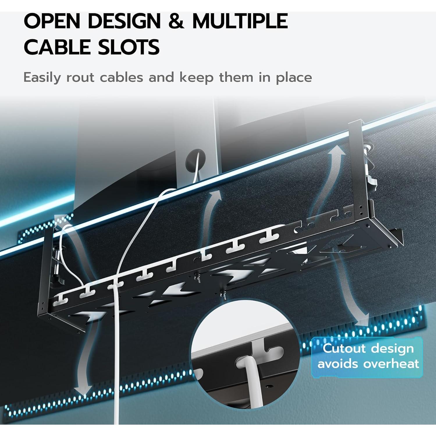 Bandeja de Gestión de Cables ARES Extensible 43-73cm Negro