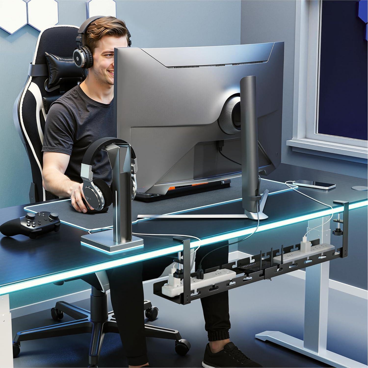 Bandeja de Gestión de Cables ARES Extensible 43-73cm Negro