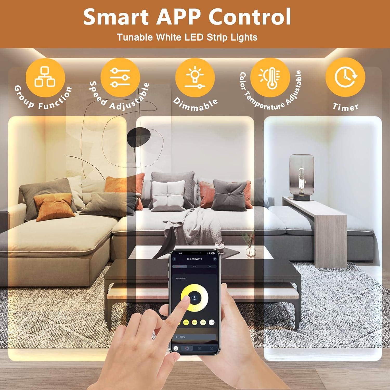 Tira LED de 30m Wefomey 2700K-6500K con control remoto