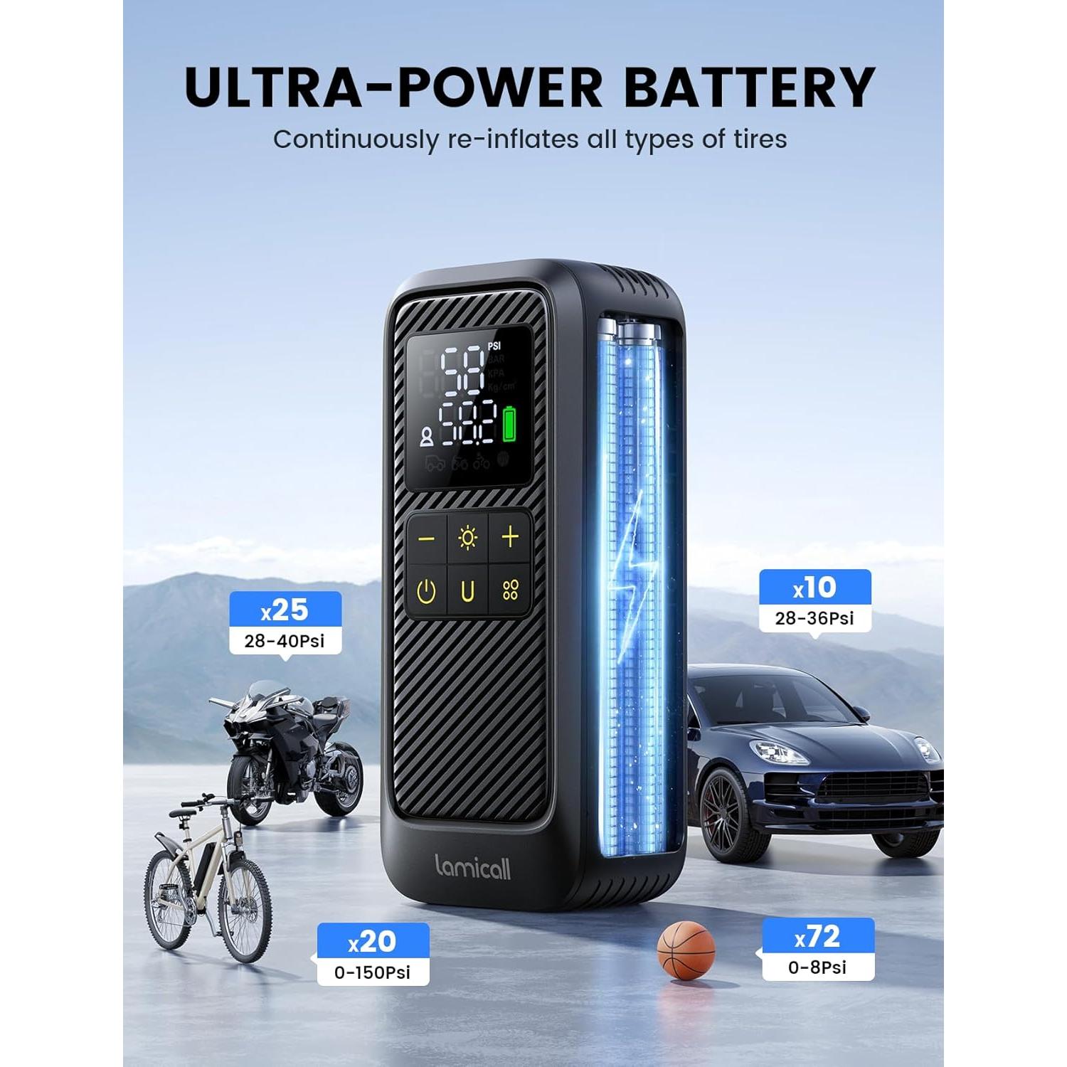 Compresor de Aire Portátil Lamicall VHEP03 150 PSI Batería