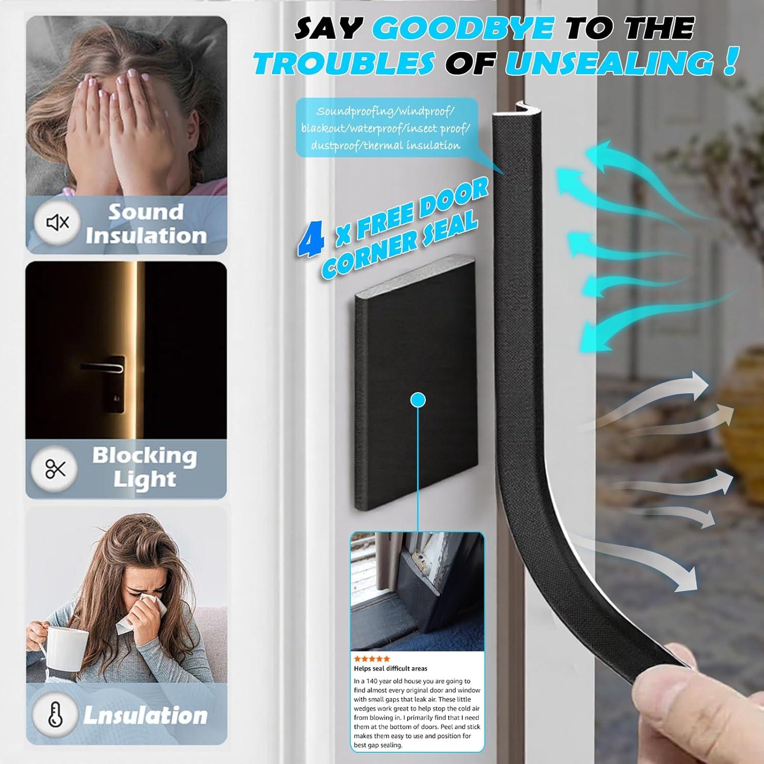 Sello de Burlete para Puerta Pluden 26FT Negro Aislante Acústico