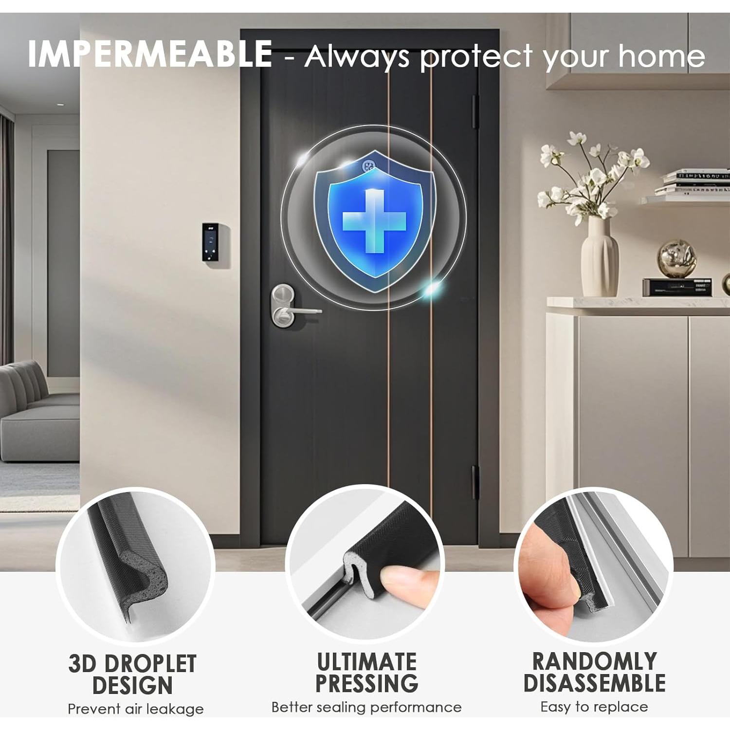 Sello de Burlete para Puerta Pluden 26FT Negro Aislante Acústico