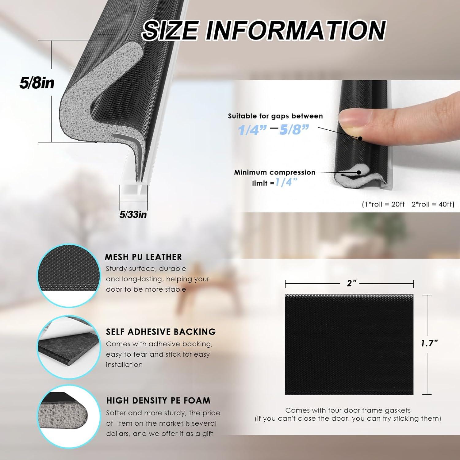 Sello de Burlete para Puerta Pluden 26FT Negro Aislante Acústico