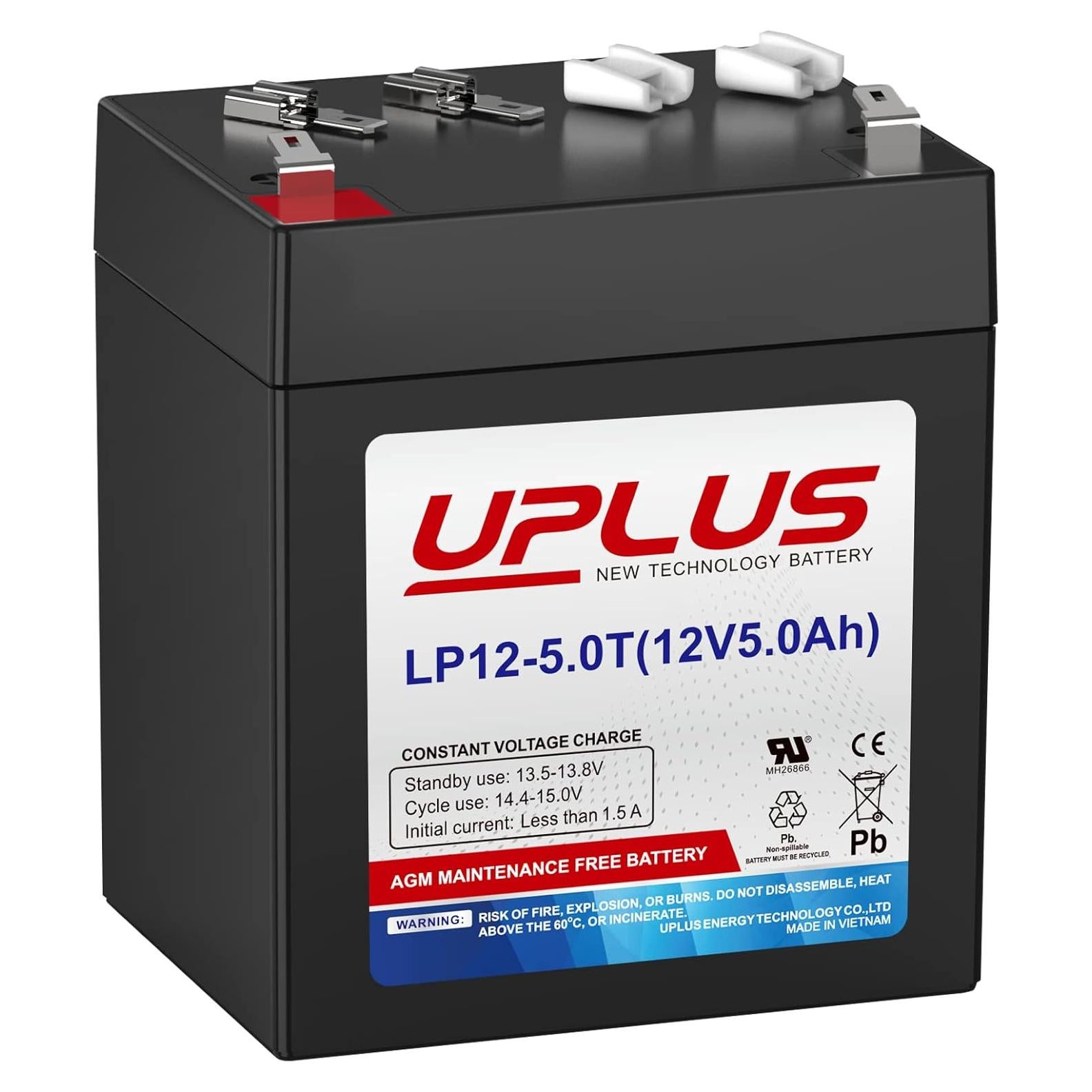 Batería Recargable Uplus 12V 5Ah para Alarmas y Seguridad