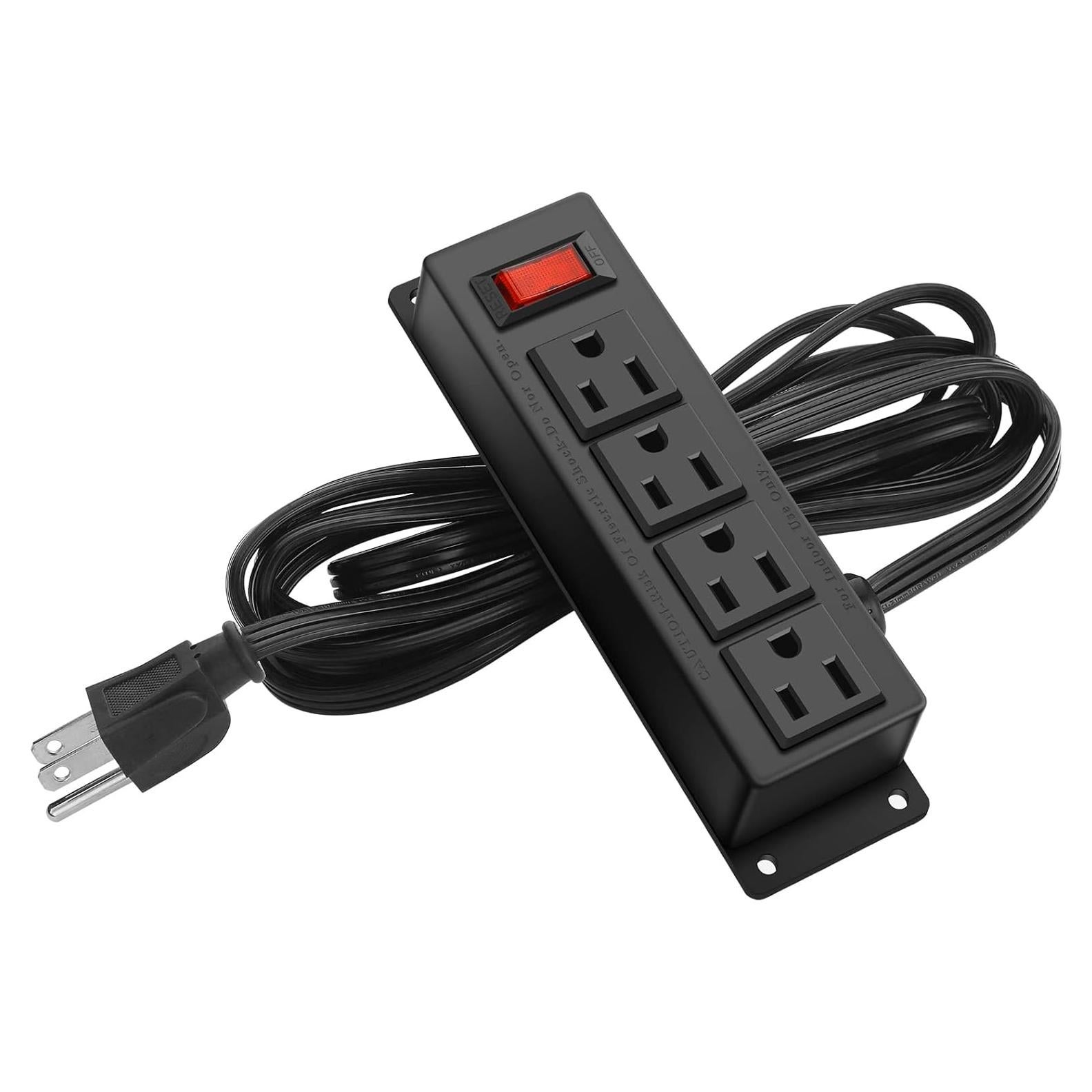 Regleta de Enchufes Montable HHSOET 4 Salidas 1.83m con Interruptor