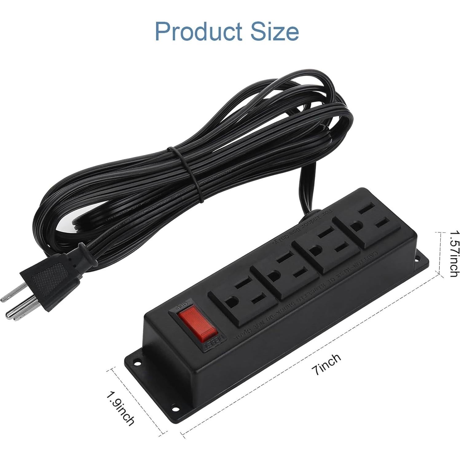 Regleta de Enchufes Montable HHSOET 4 Salidas 1.83m con Interruptor