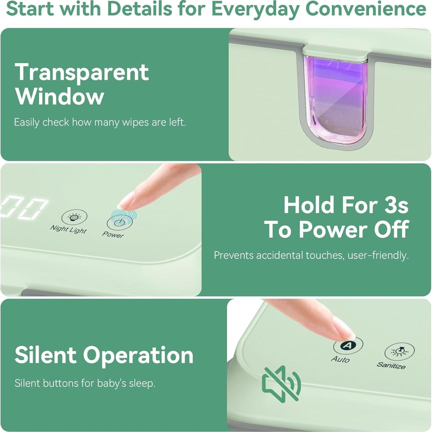 Calentador de Toallitas Chefhandy para Bebés con Luz UV y 3 Modos