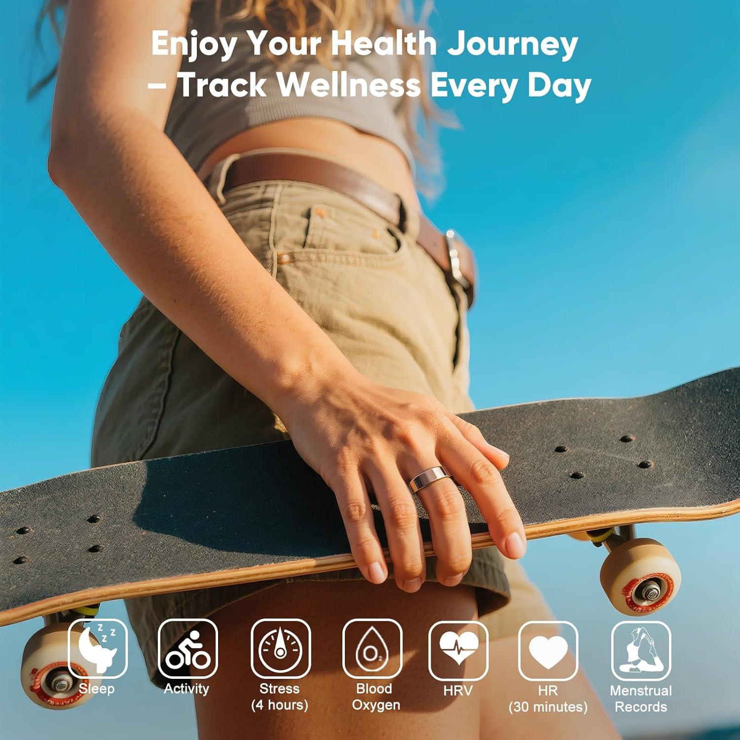 Anillo Inteligente Orvyna Titanio Oro 7 - Salud y Fitness