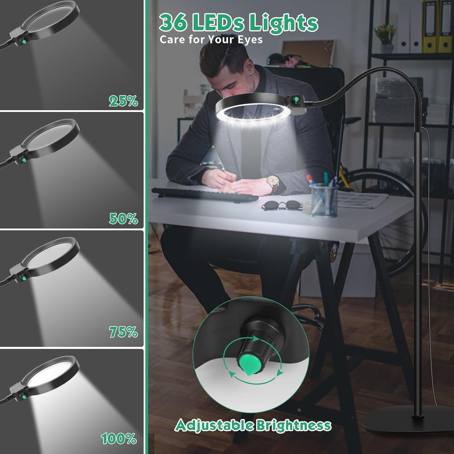 Lupa de Piso 10X 30X NZQXJXZ con Luz LED Ajustable