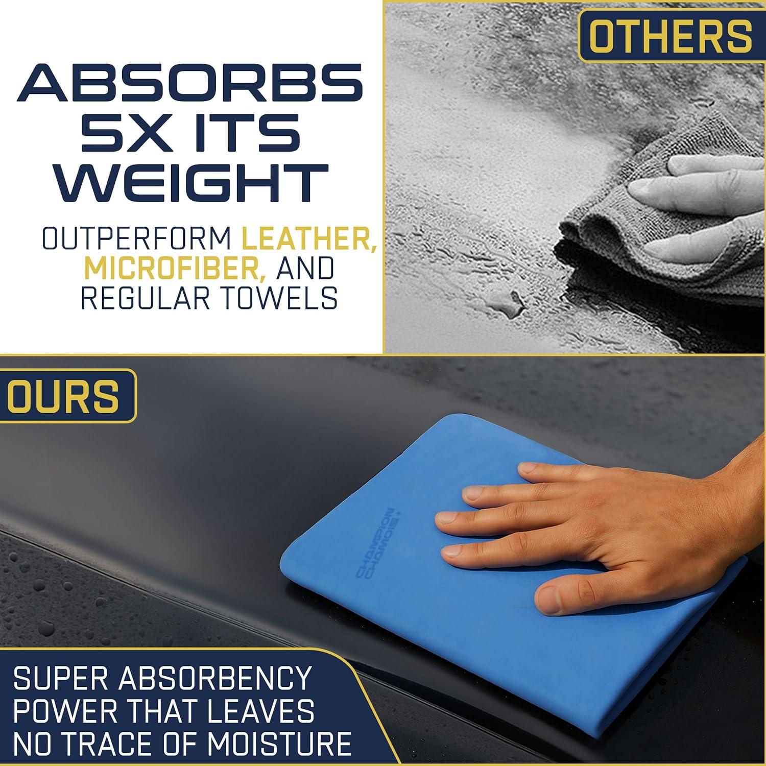 Toalla Shammy Grande Champion Azul - Paquete de 2, 66x43cm, Súper Absorbente