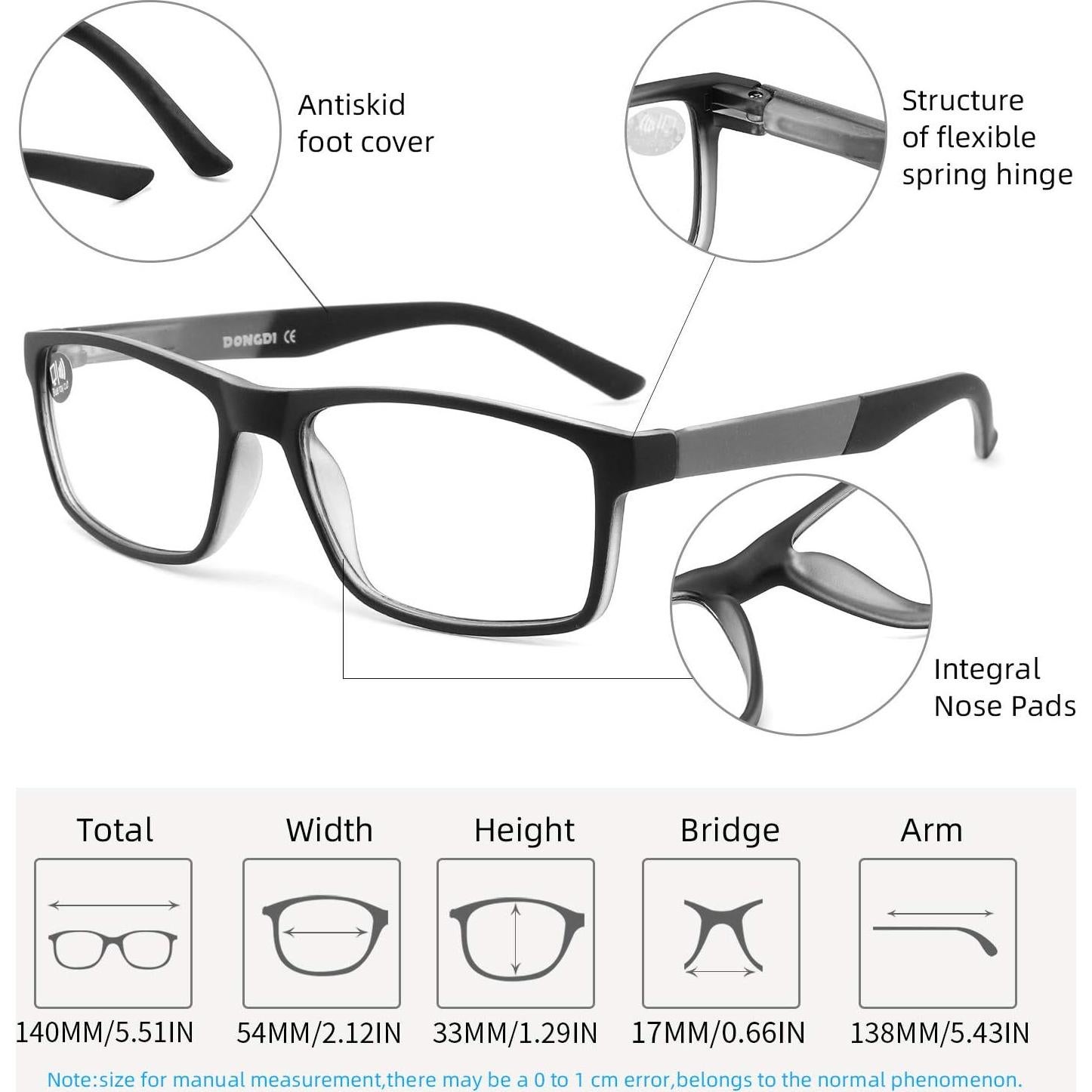Gafas de lectura DONGDI 4 paquetes anti luz azul 3.00