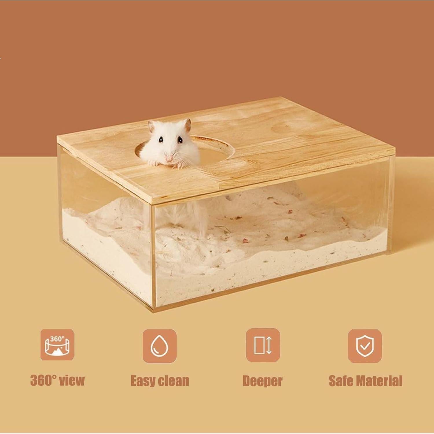 Caja de Baño de Arena FiboPawer Pentágono para Hámsters