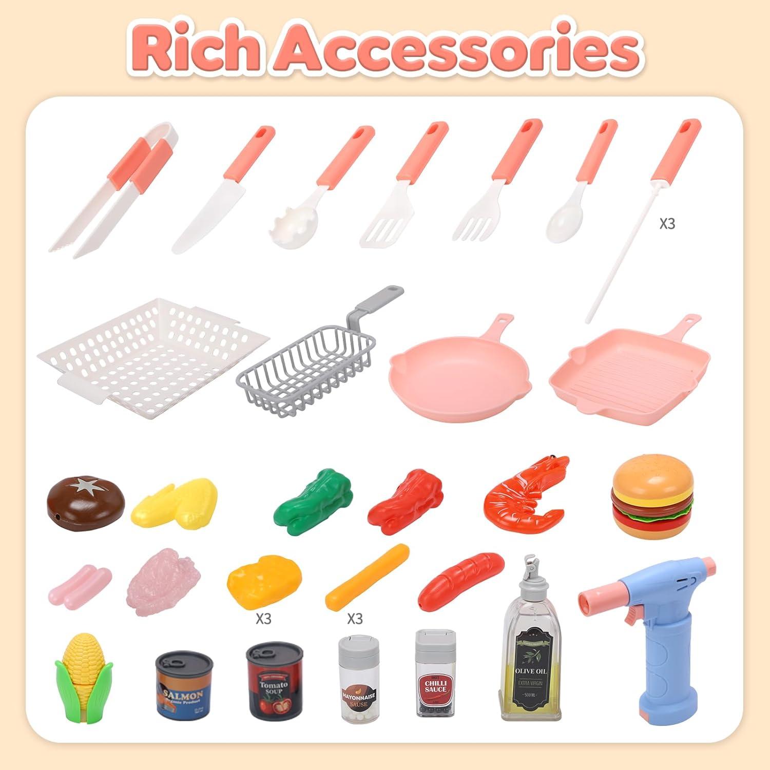 Juguete de Parrilla BBQ CUTE STONE Rosa con Comida Mágica