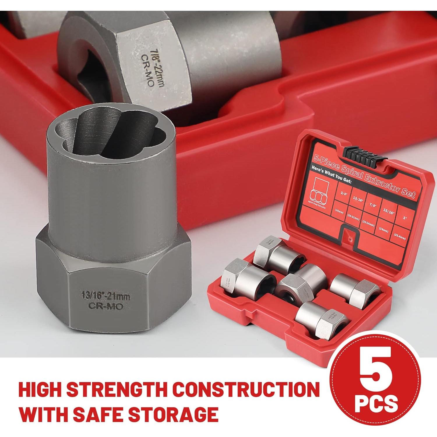 Juego de Extractores de Tornillos UYECOVE 5 Piezas 12.7 mm