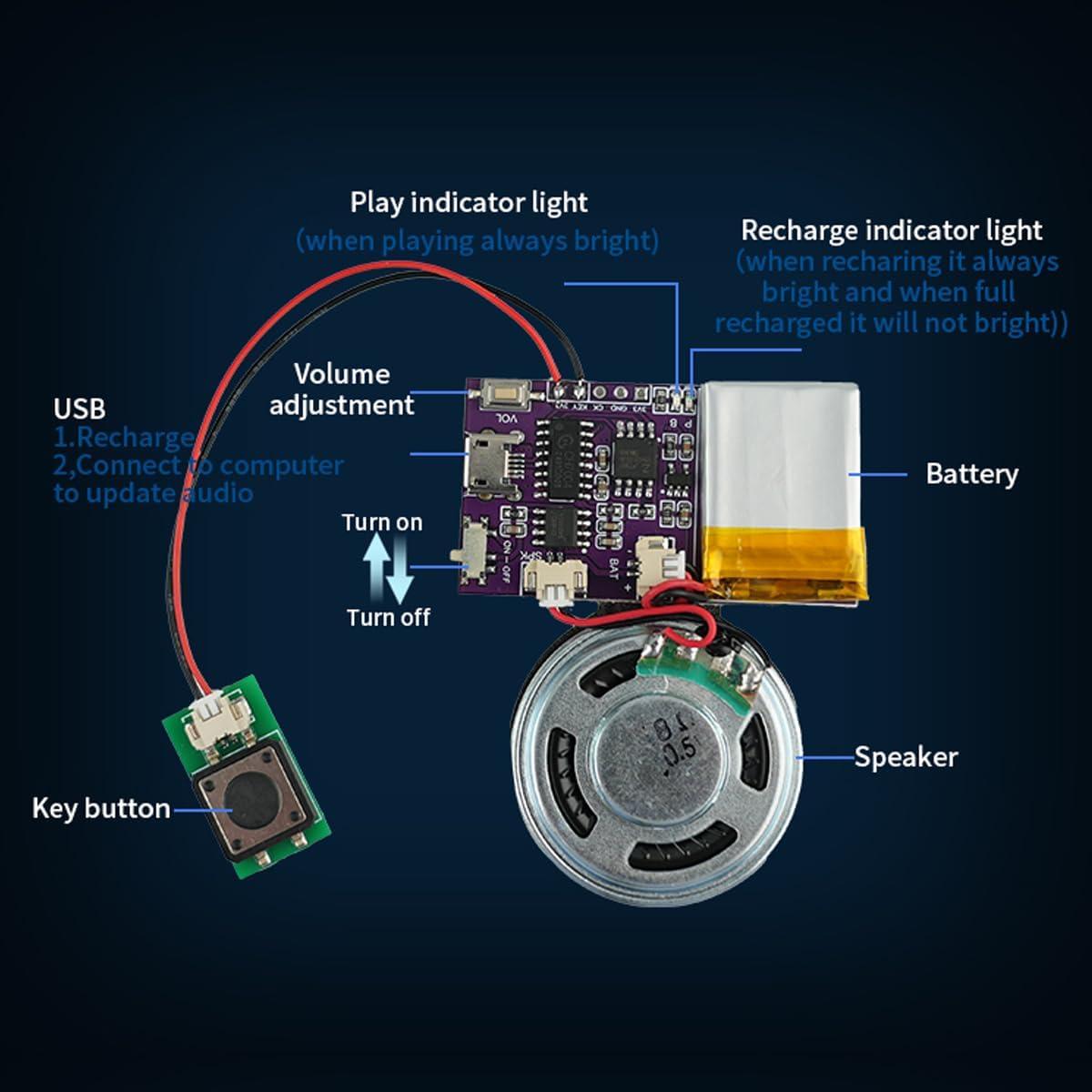 Módulo de Sonido MP3 JRGKJCP JR-JX7004 16MB Recargable