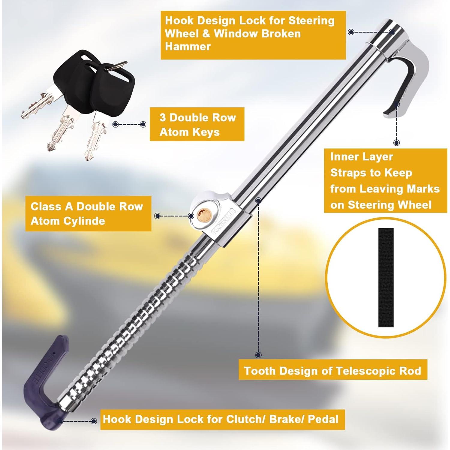 Candado Antirrobo Tevlaphee para Volante y Pedales 85.1 cm