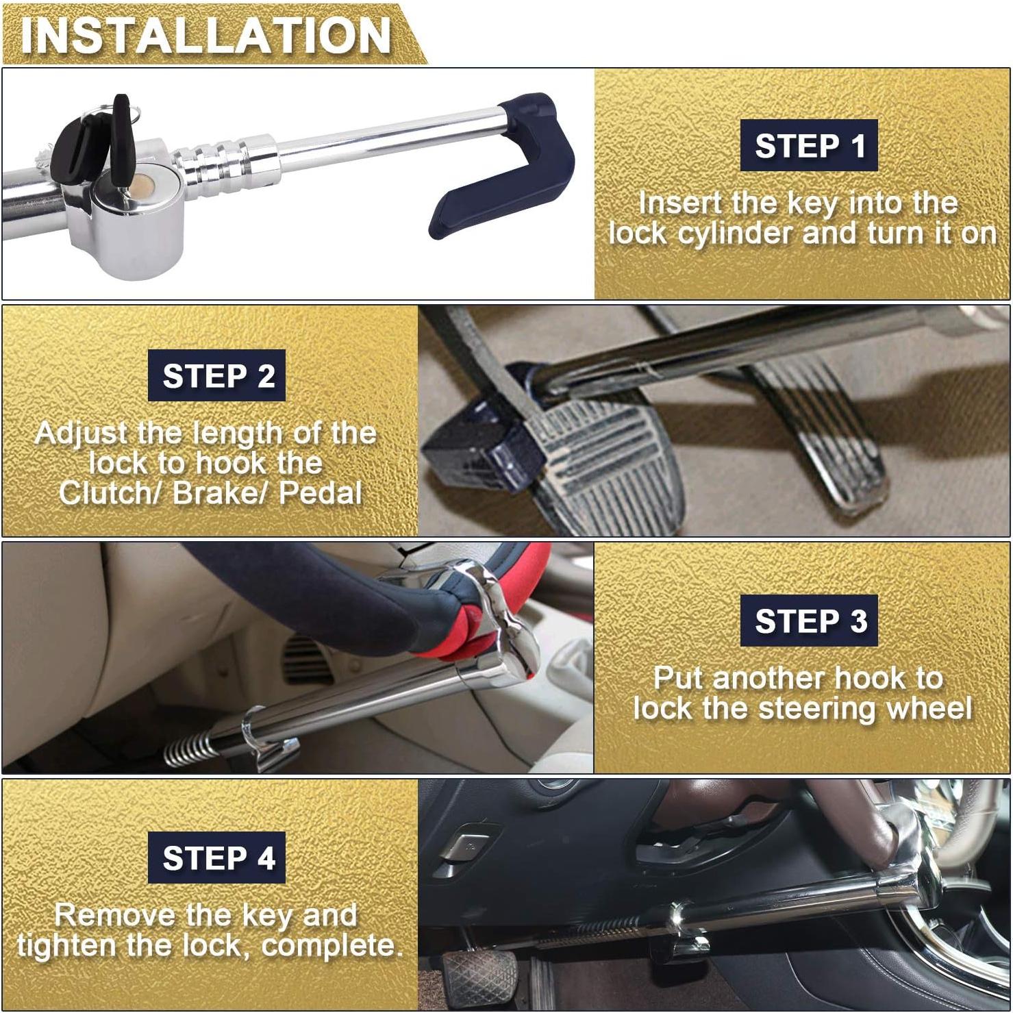 Candado Antirrobo Tevlaphee para Volante y Pedales 85.1 cm