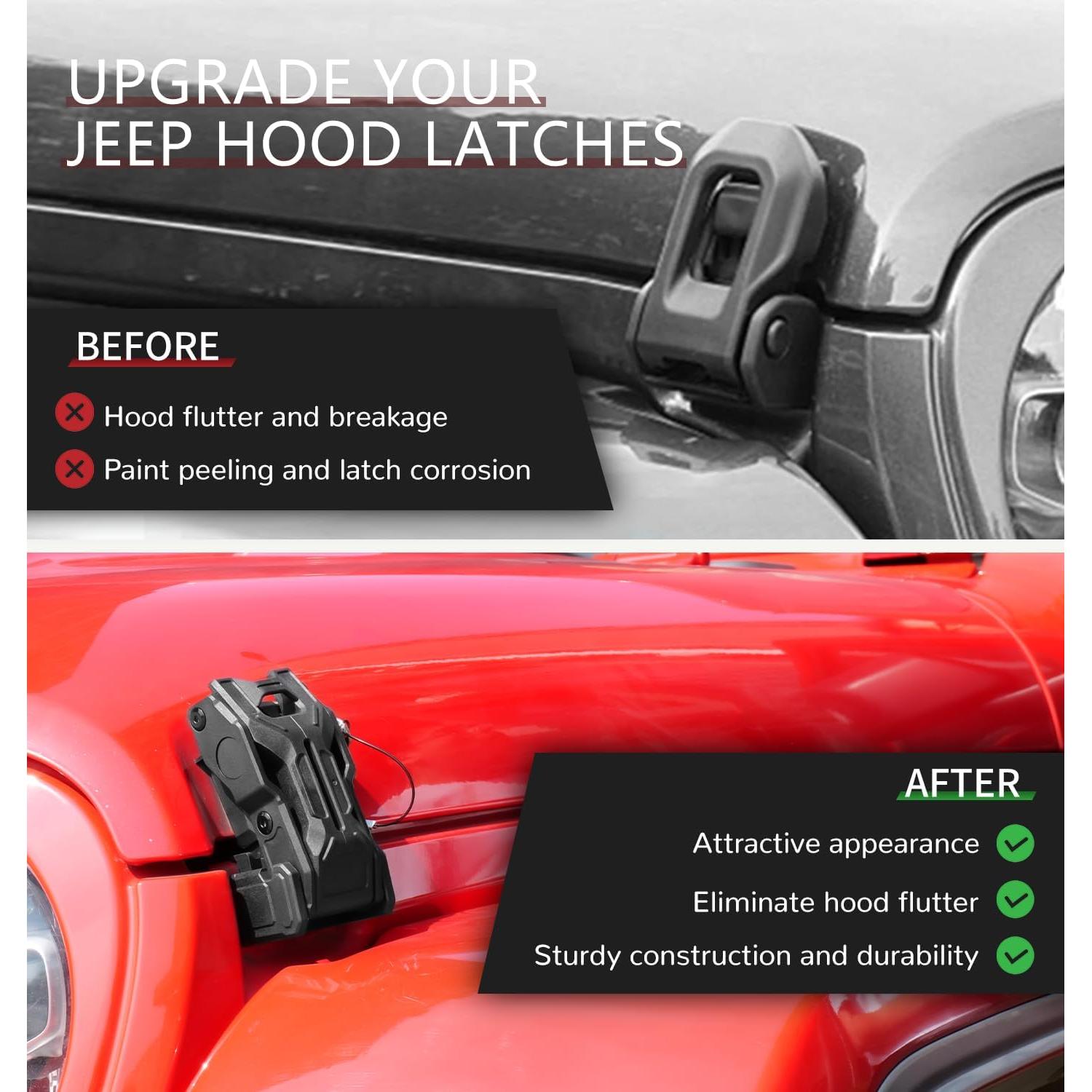 Ganchos de Capó Antirrobo ZKJAYOE para Jeep JL JLU JT 2018-2025