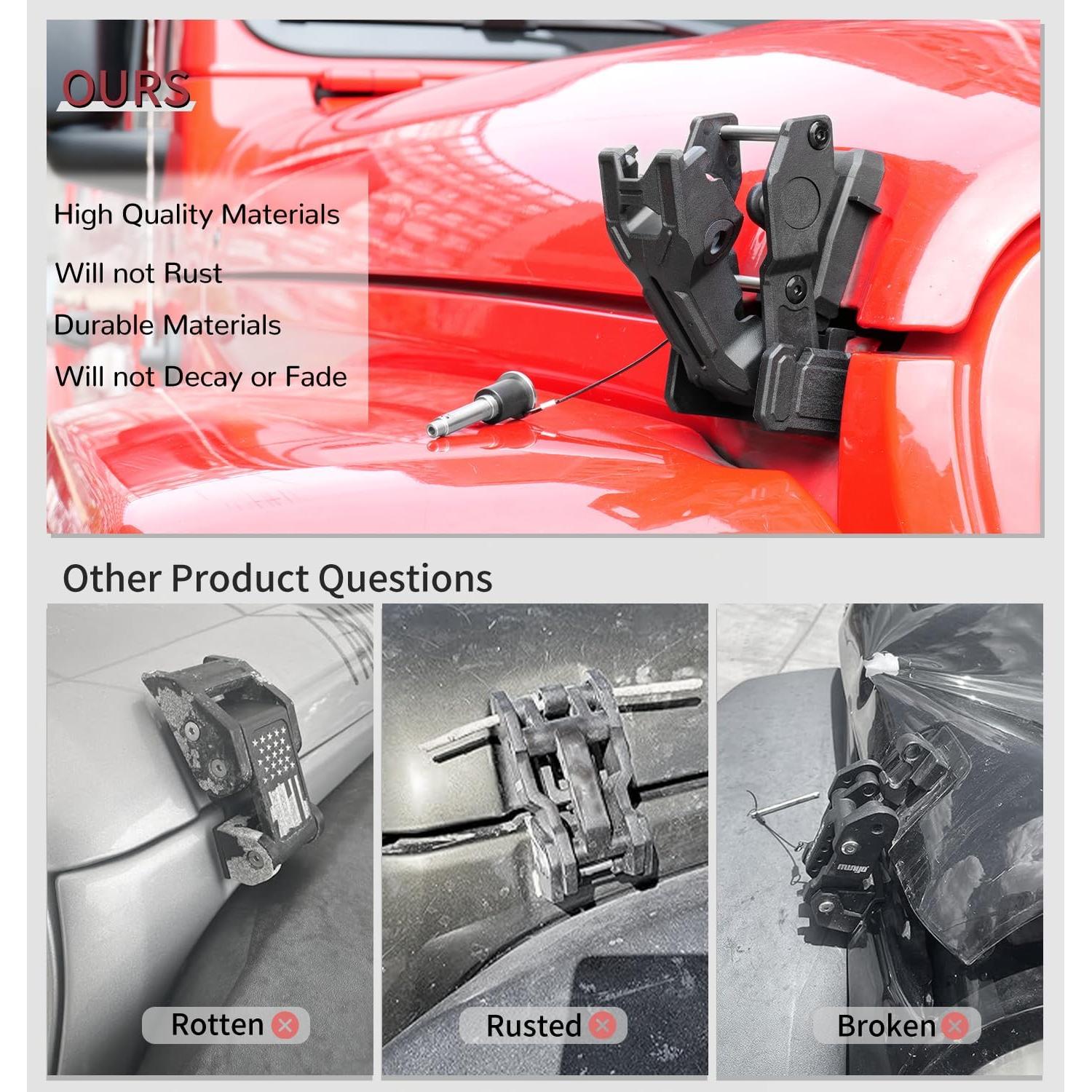 Ganchos de Capó Antirrobo ZKJAYOE para Jeep JL JLU JT 2018-2025