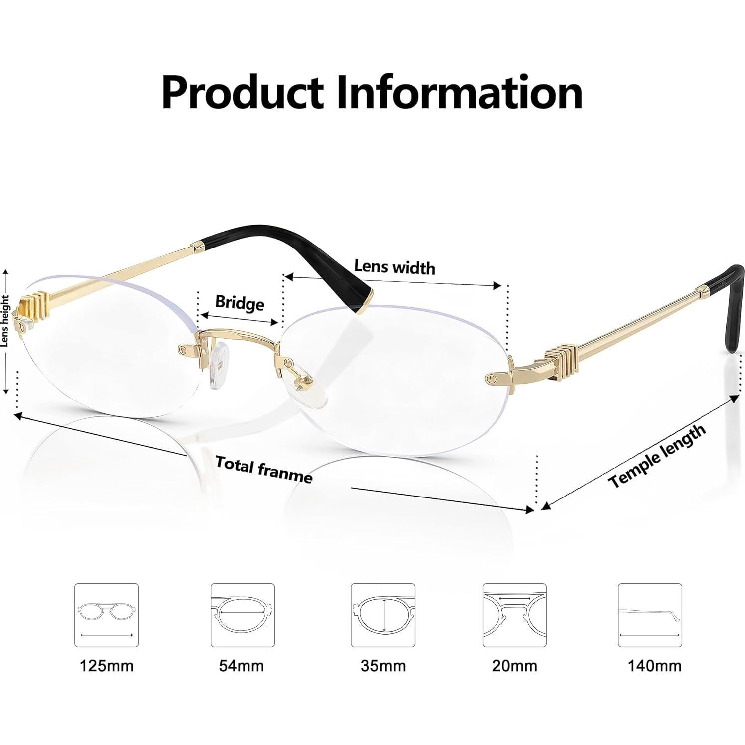 Gafas de sol ovaladas TYA para mujeres - Luz azul clara 54mm