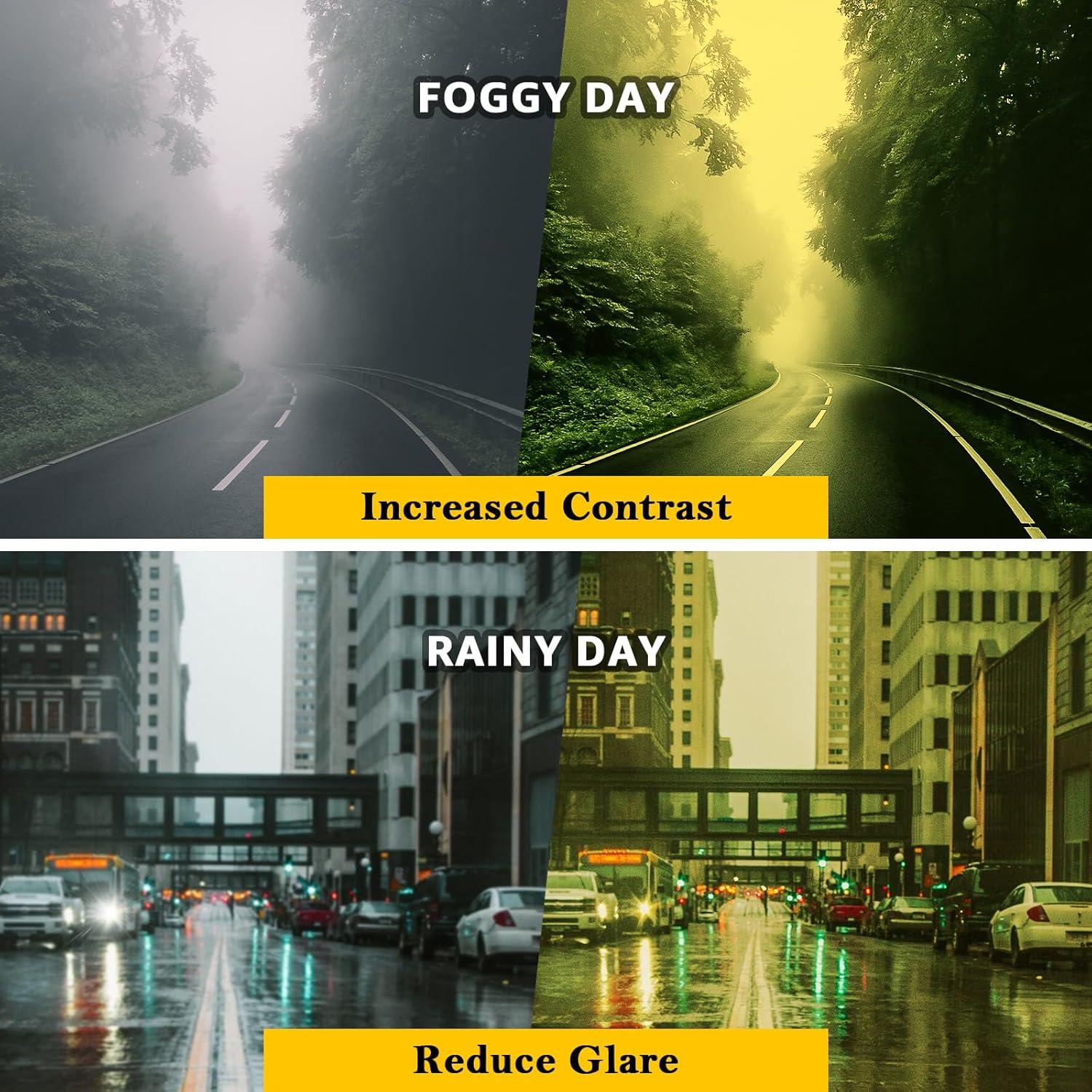 FIMILU 2 Pack Night Driving Glasses for Men, Polarized Night Vision Reduce Glare and Enhance Visual Abilities at Nighttime