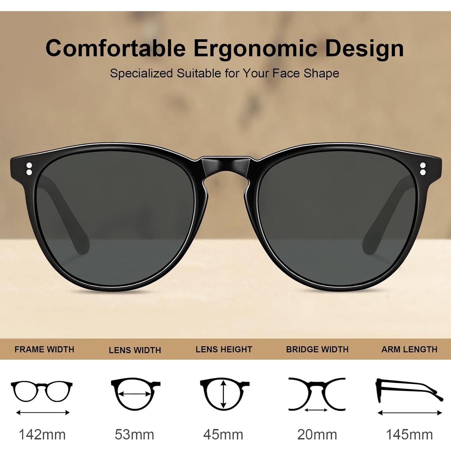 Gafas de sol polarizadas CARFIA para hombres, UV400, 53mm