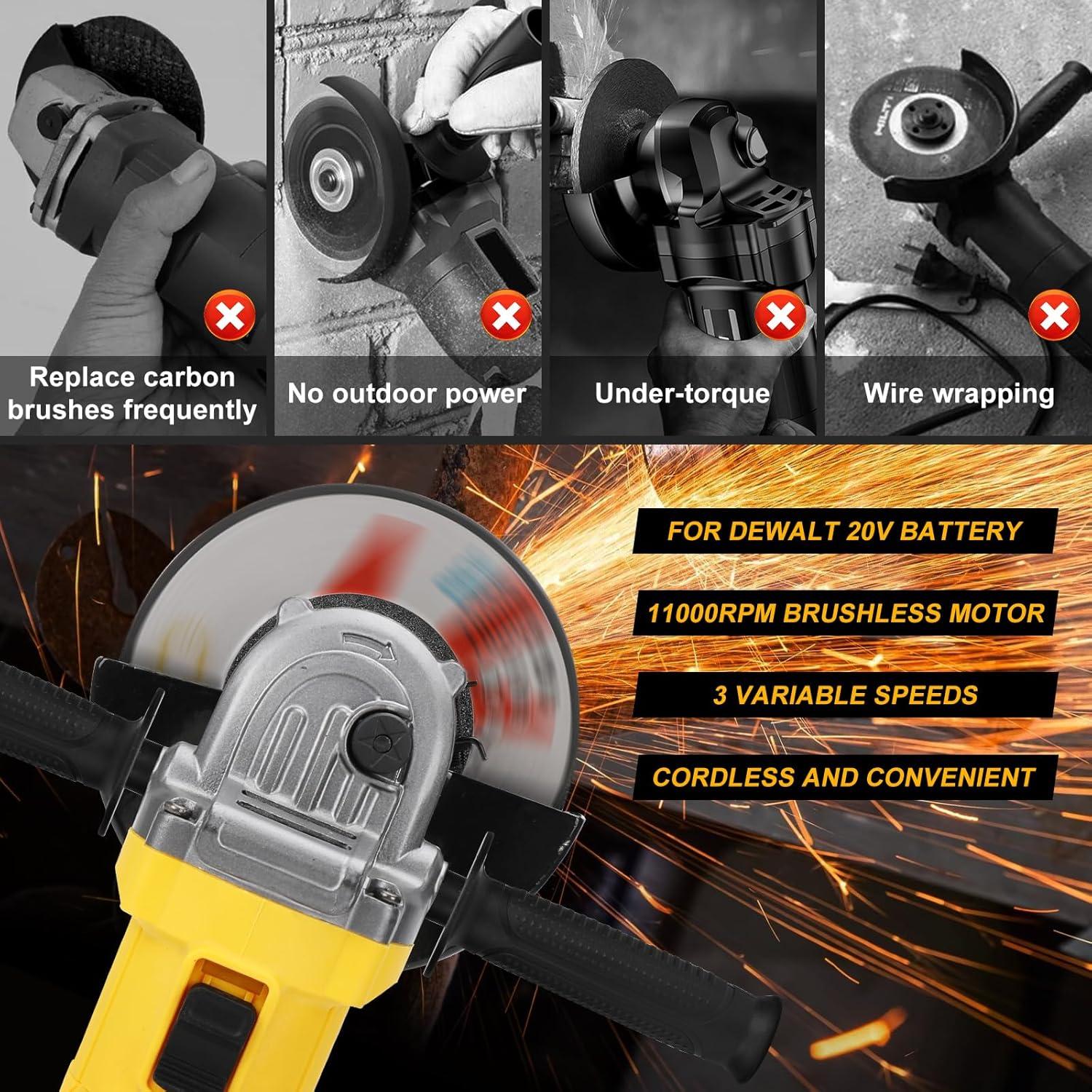 Amoladora Angular Inalámbrica Yutesiri 20V 11000RPM 3 Cuchillas