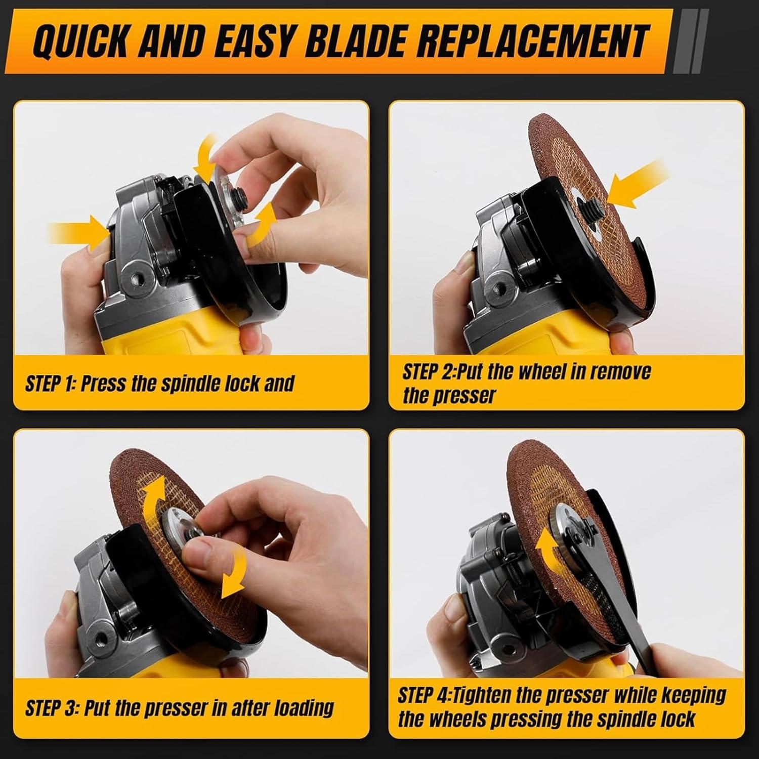 Amoladora Angular Inalámbrica Yutesiri 20V 11000RPM 3 Cuchillas