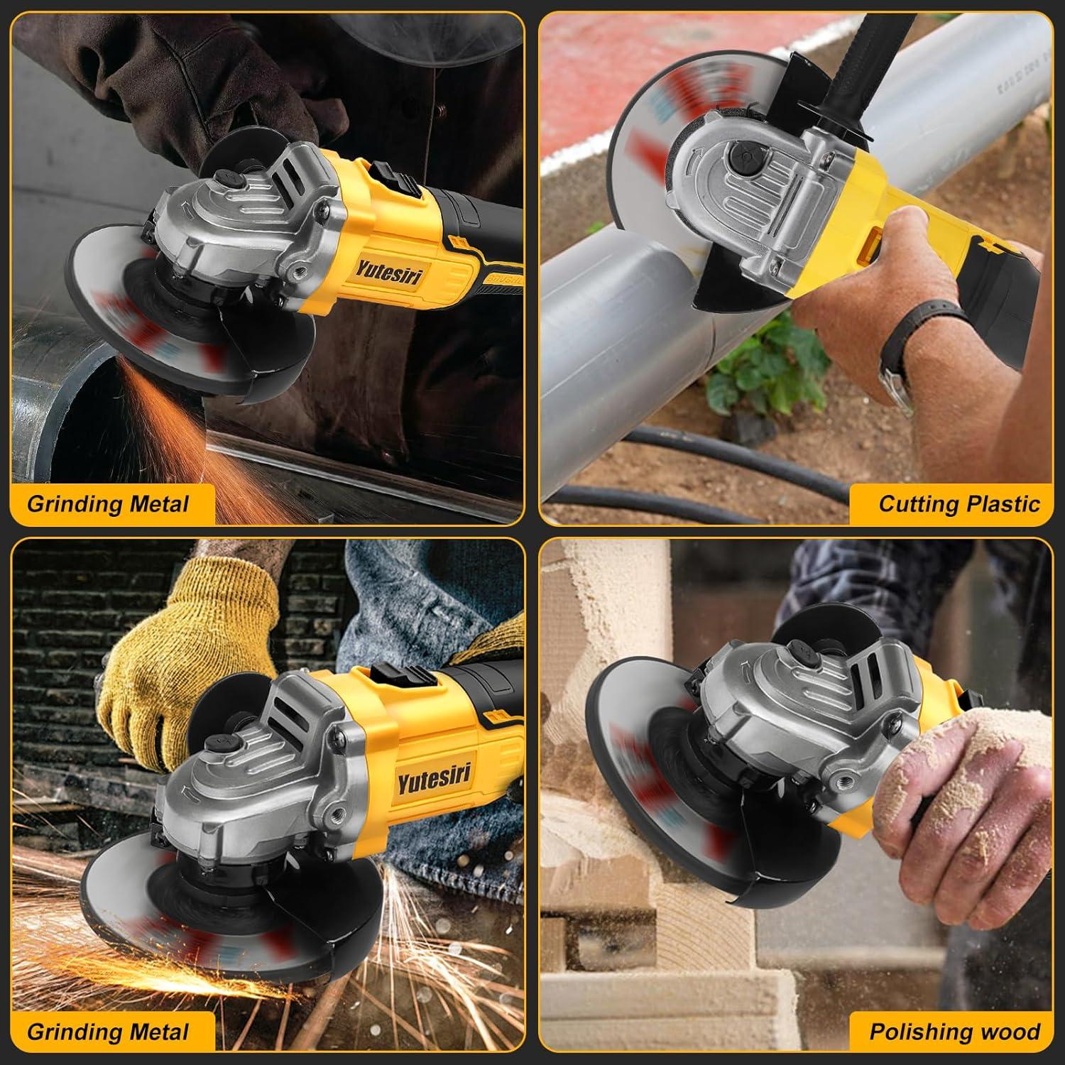 Amoladora Angular Inalámbrica Yutesiri 20V 11000RPM 3 Cuchillas