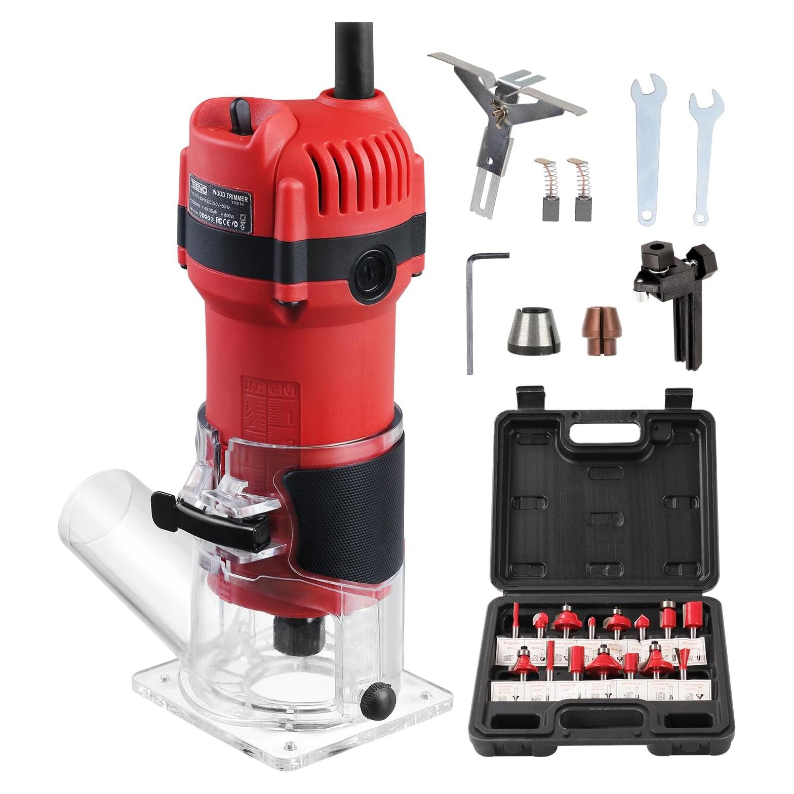 Router de Madera TEENO 800W 31000 RPM con 15 Brocas