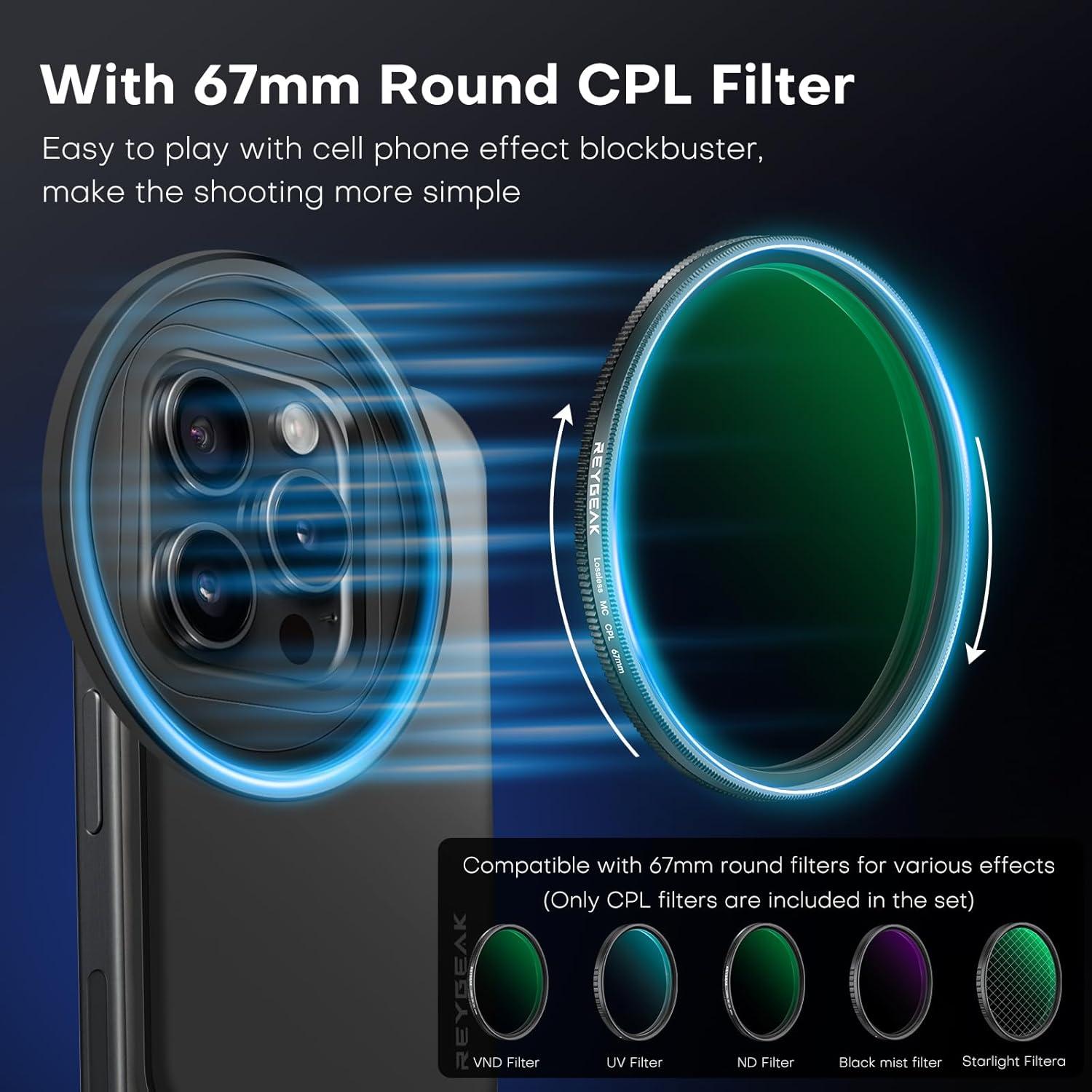 Filtro CPL REYGEAK 67mm para iPhone 6.1" MagSafe