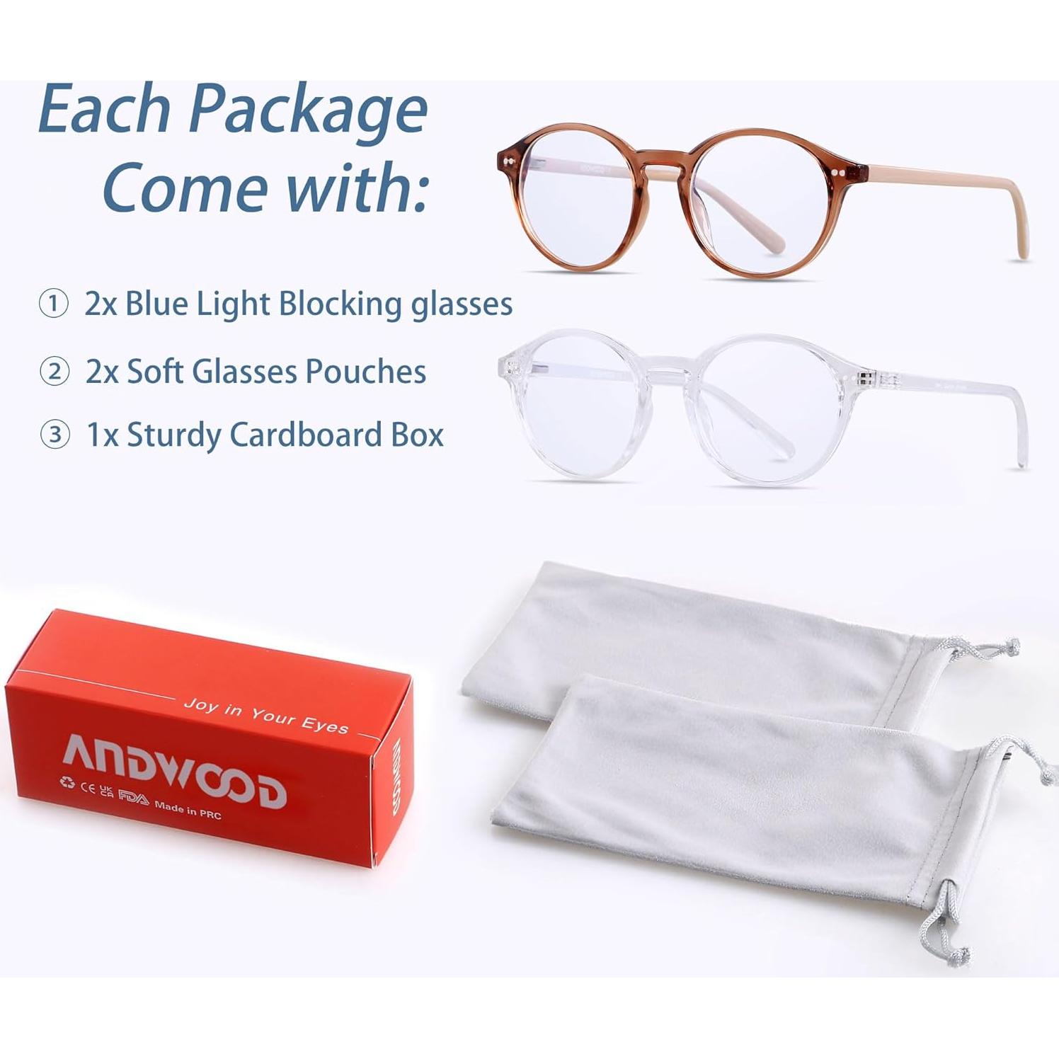 Gafas bloqueadoras de luz azul ANDWOOD AR001 para cara pequeña