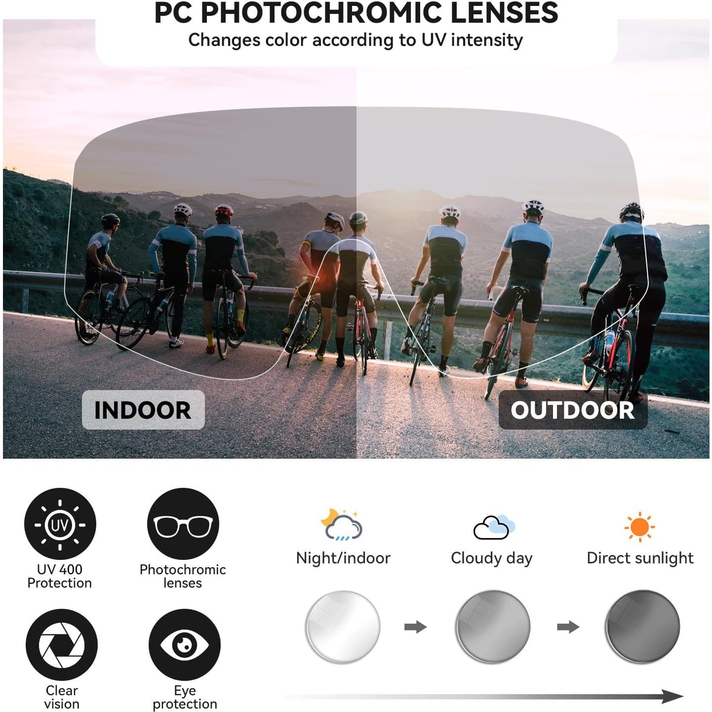 Gafas de Ciclismo ROCKBROS Fotoquímicas UV400 para Hombre y Mujer