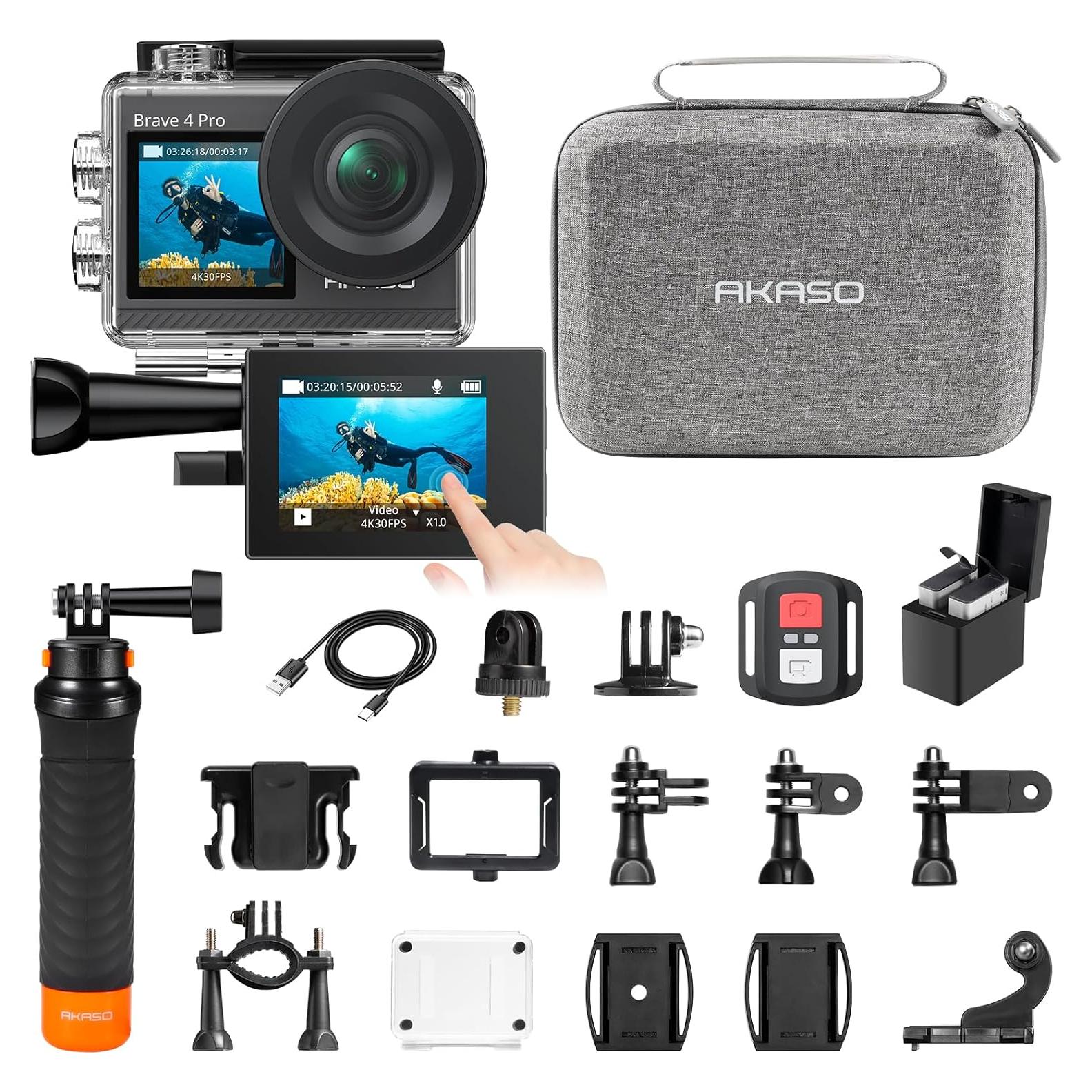 Cámara de Acción AKASO Brave 4 Pro 4K 20MP Impermeable 40m