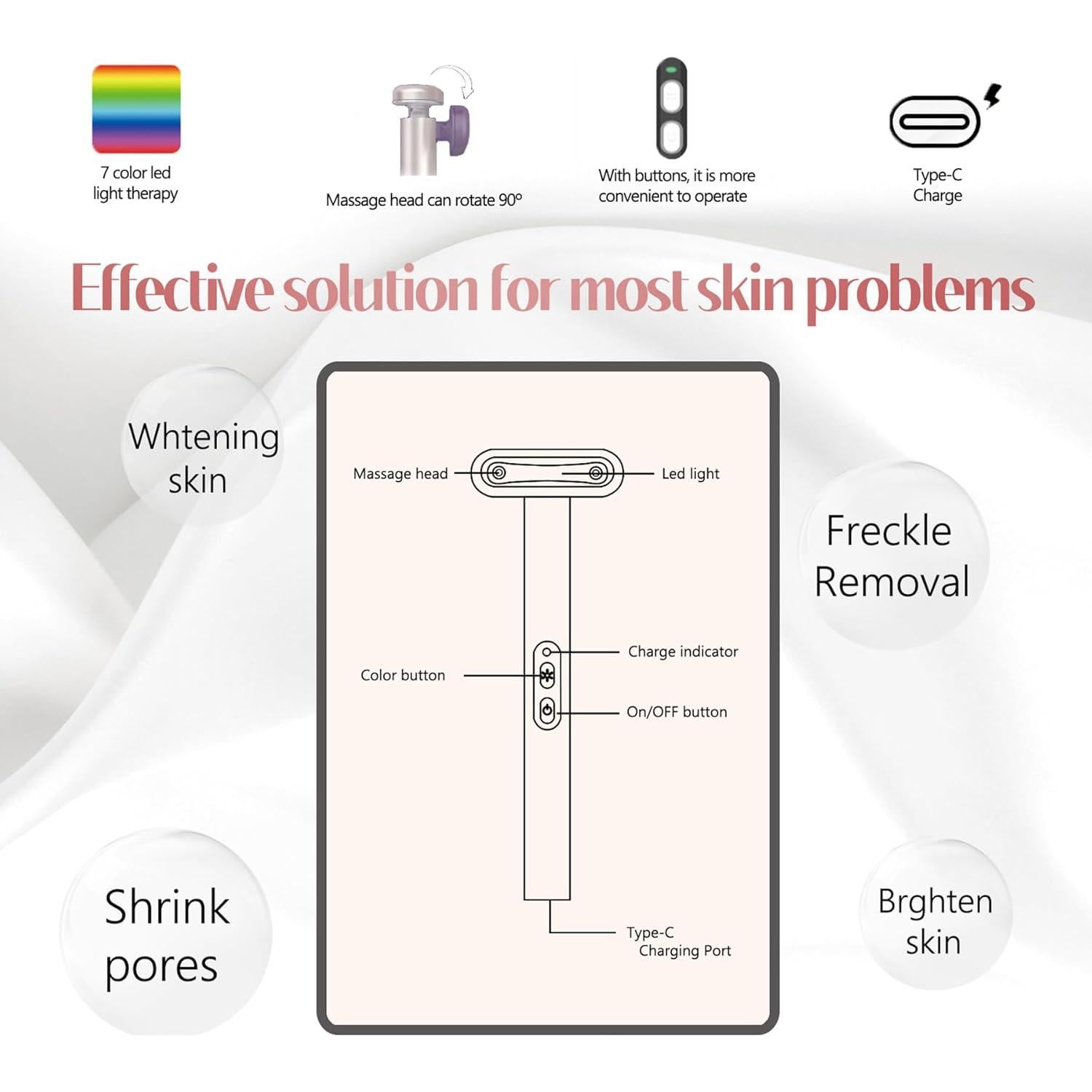 Terapia de Luz Roja LED Facial 7 en 1 Masajeador Shenzhen