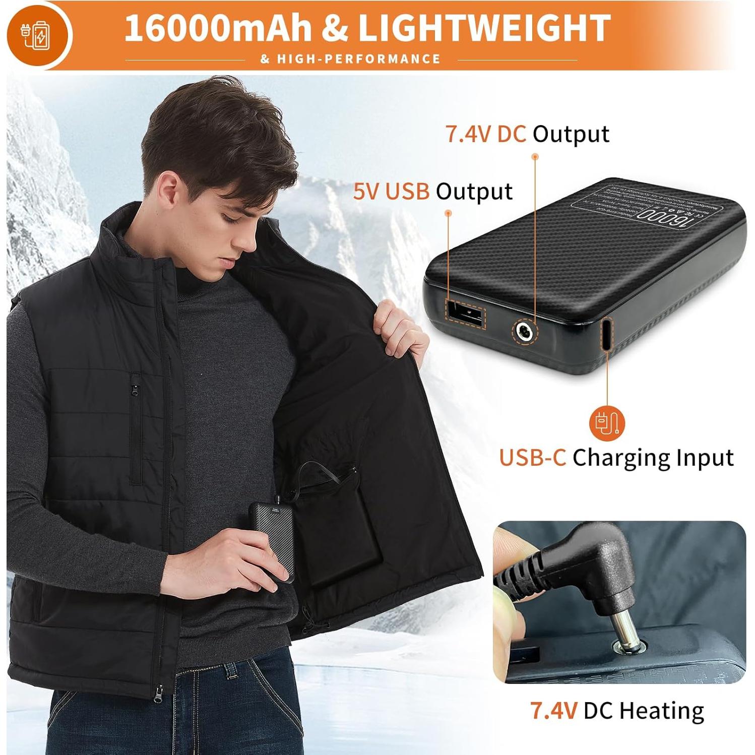 Chaleco Térmico Eléctrico FERNIDA 7.4V 16000mAh Hombre Mujer