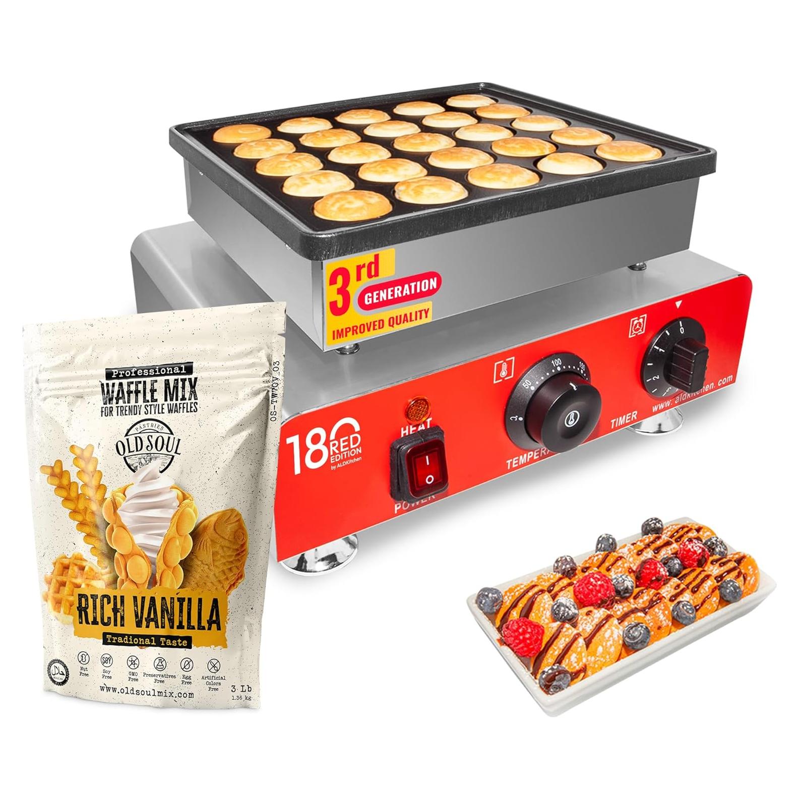 Hacedor de Poffertjes ALDKitchen 25 Pancakes Antiadherente 850W